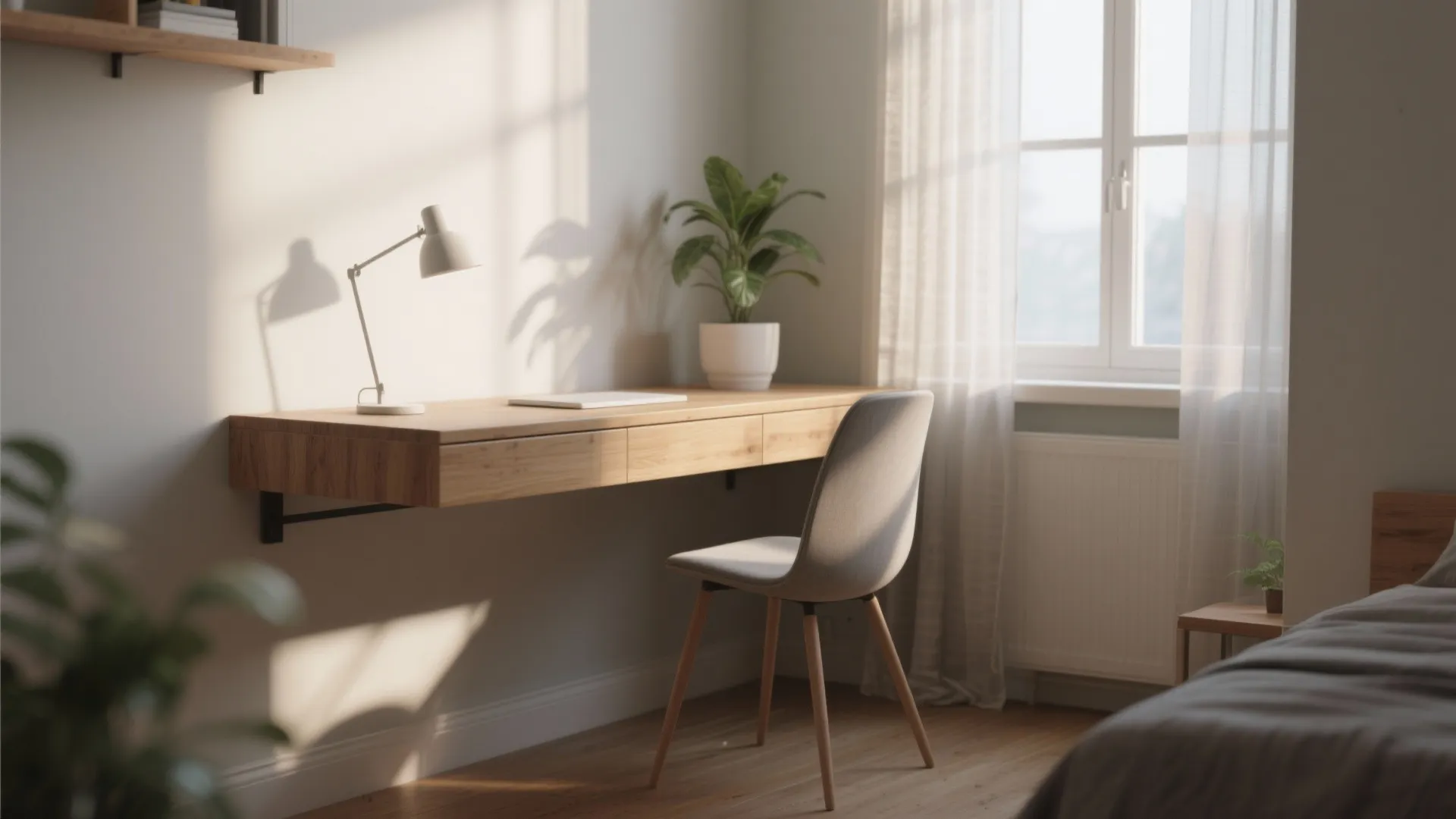 1. Floating Desk Against the Window