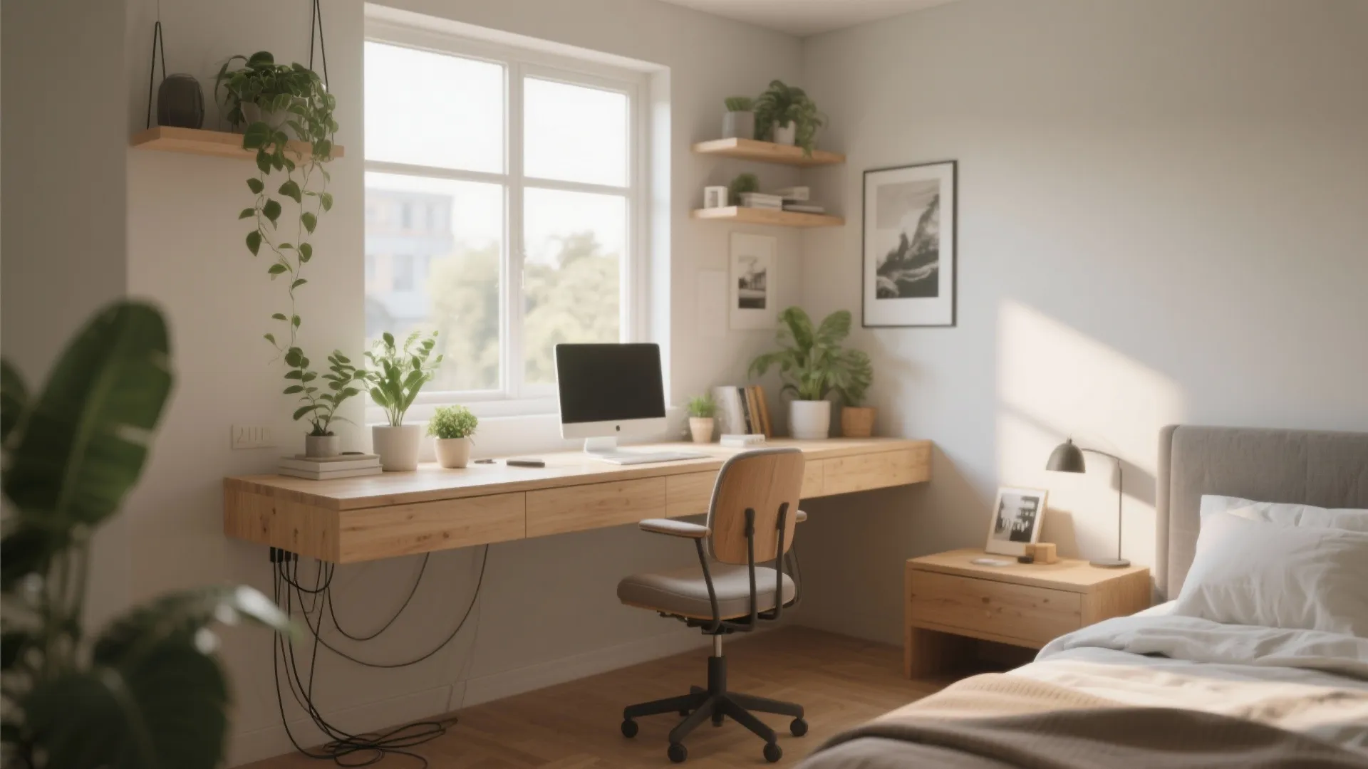 2. Floating Desk by the Window