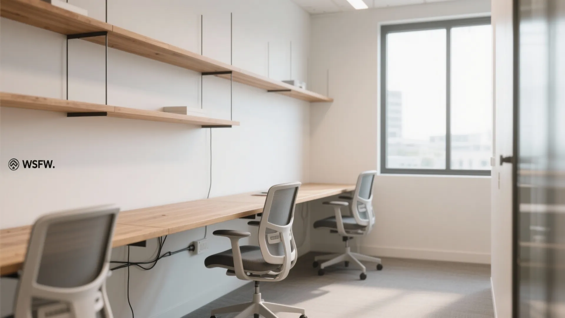 1. Floating Desks Along the Wall