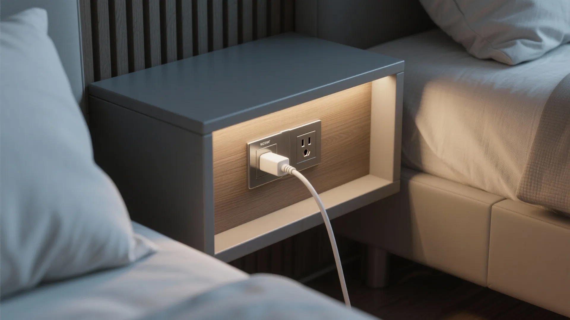 Floating Drawer with Integrated Outlet