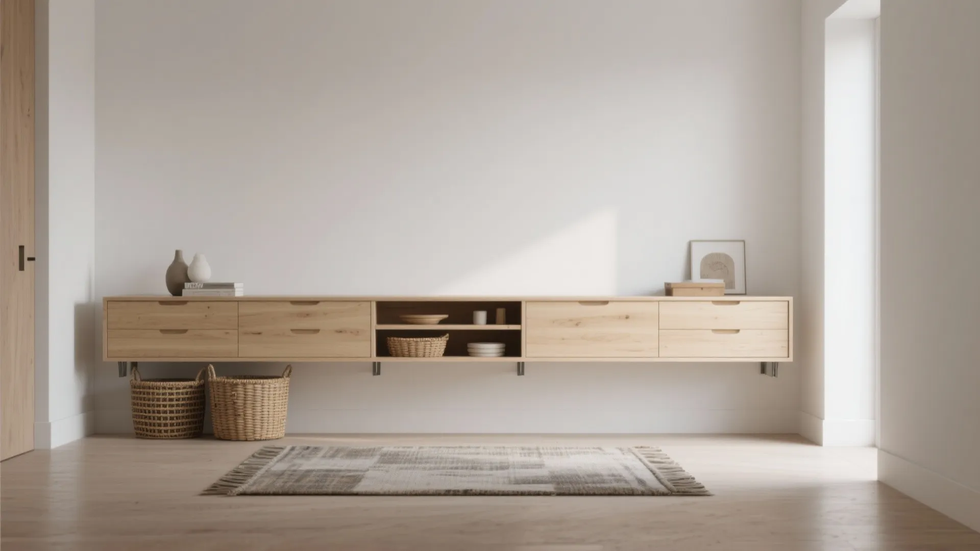 3. Floating dresser with open shelves