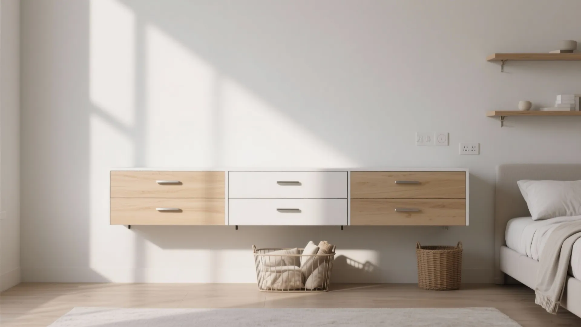 4) Wall-Mounted Drawer Modules (“Floating Dresser”)