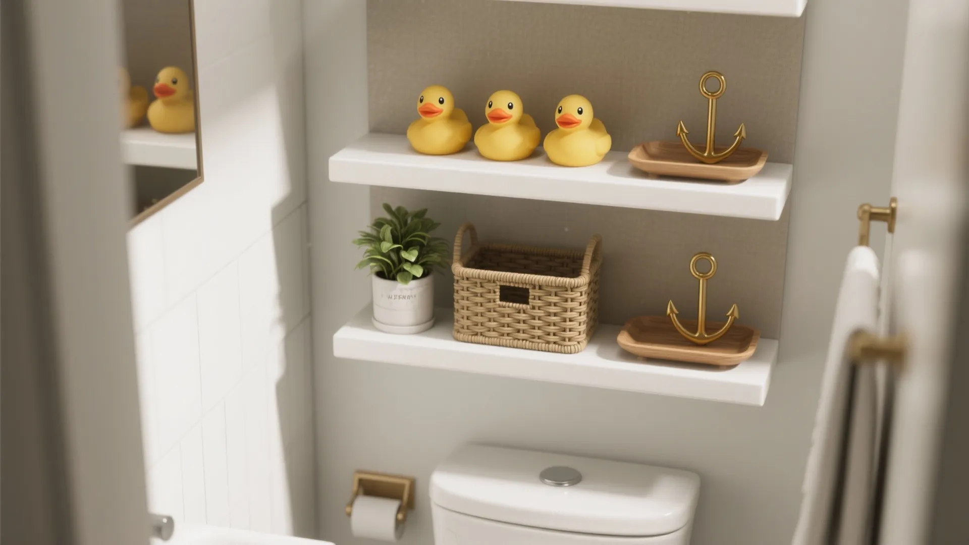 Floating Shelves with Rubber Ducky Accents