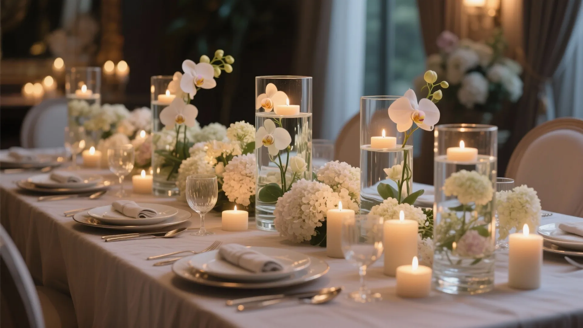 10. Floating Florals in Glass Cylinders