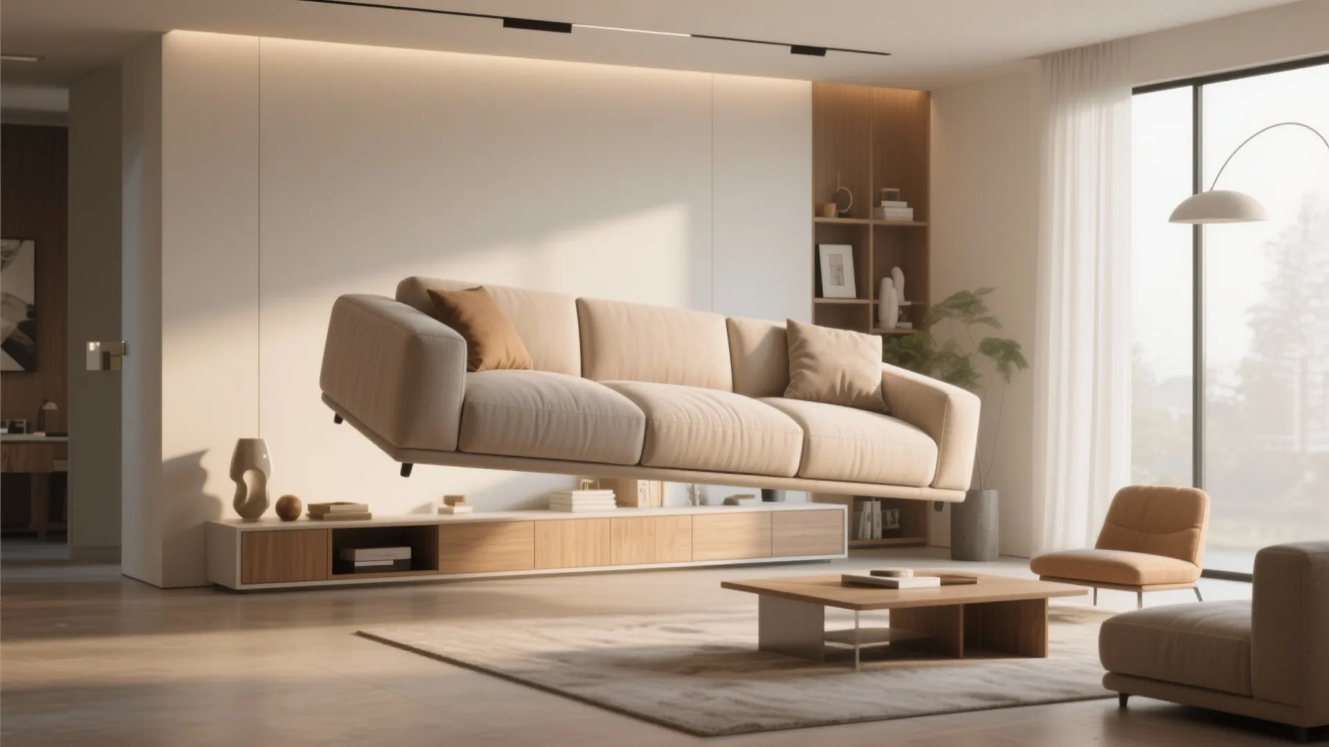 6. Floating Furniture Arrangement
