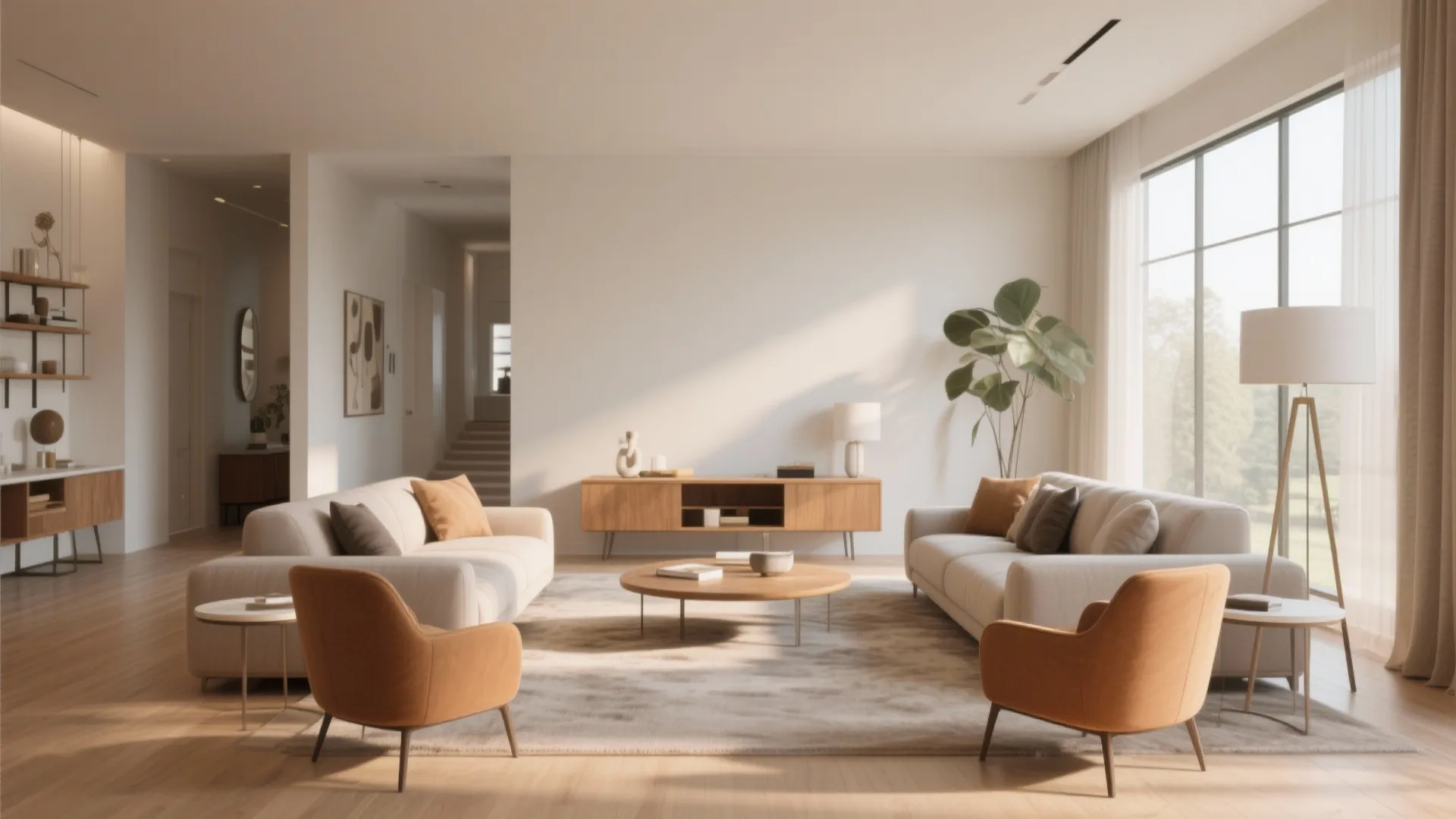 5. Floating furniture away from walls