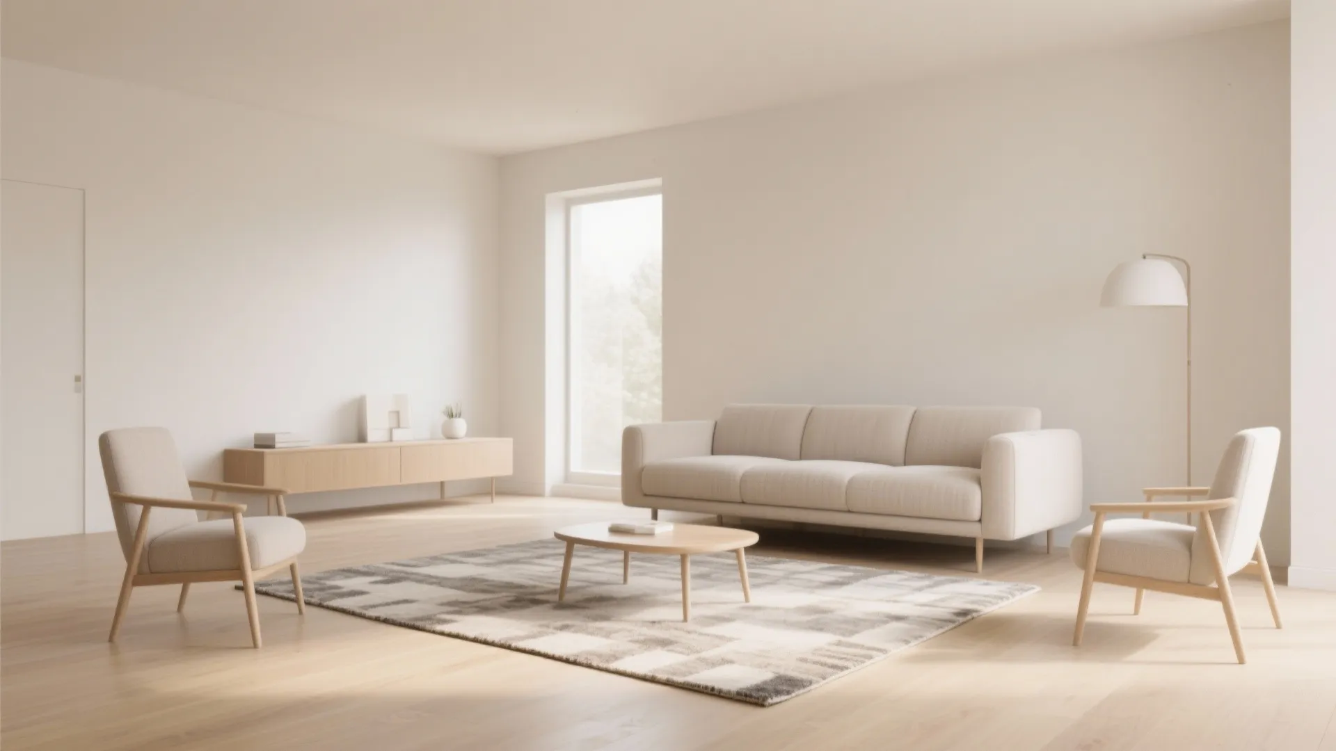 1. Minimalist Layout with Floating Furniture