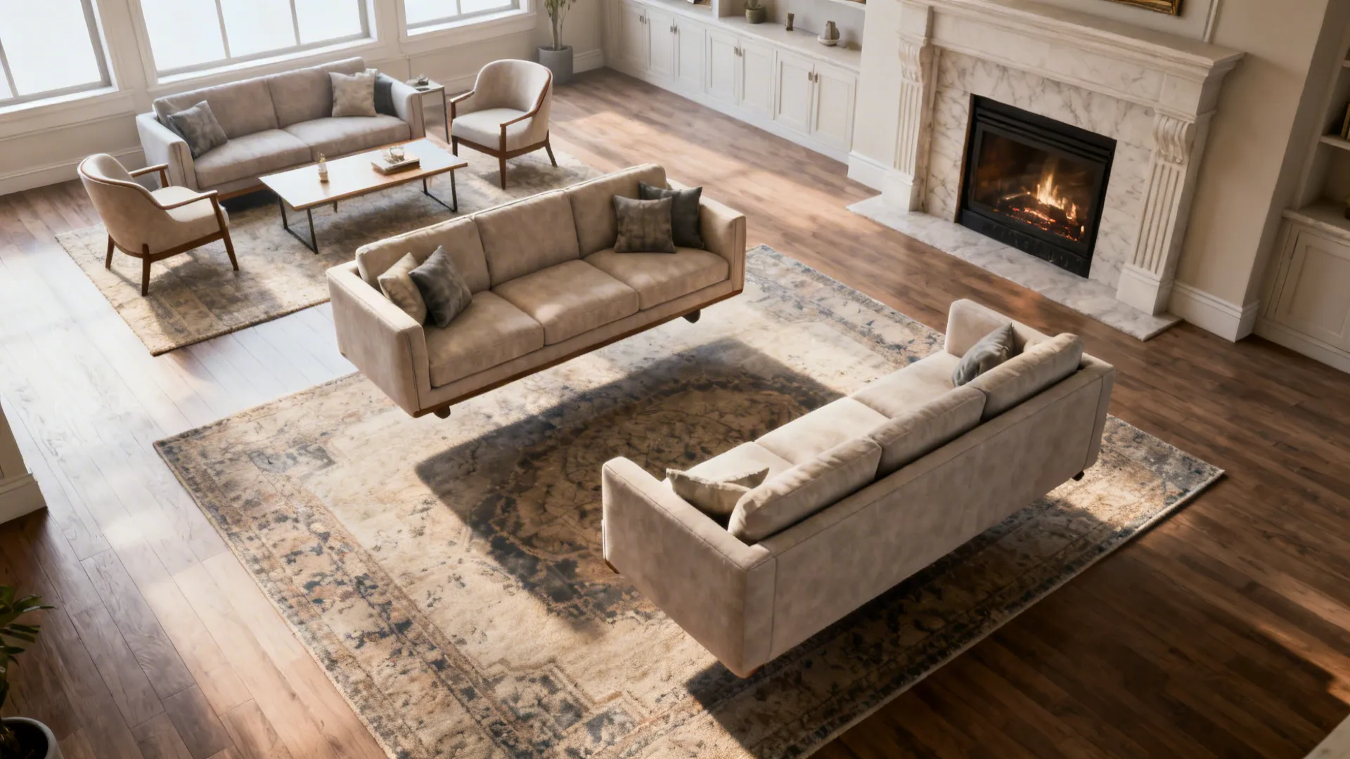 4. Use furniture groupings and floating layouts