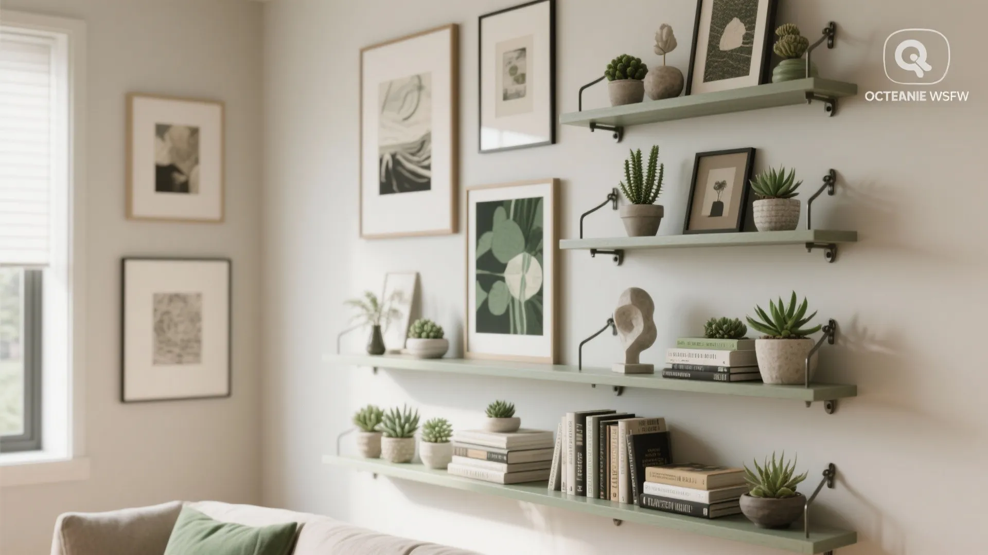 3. Floating shelves as a layered gallery