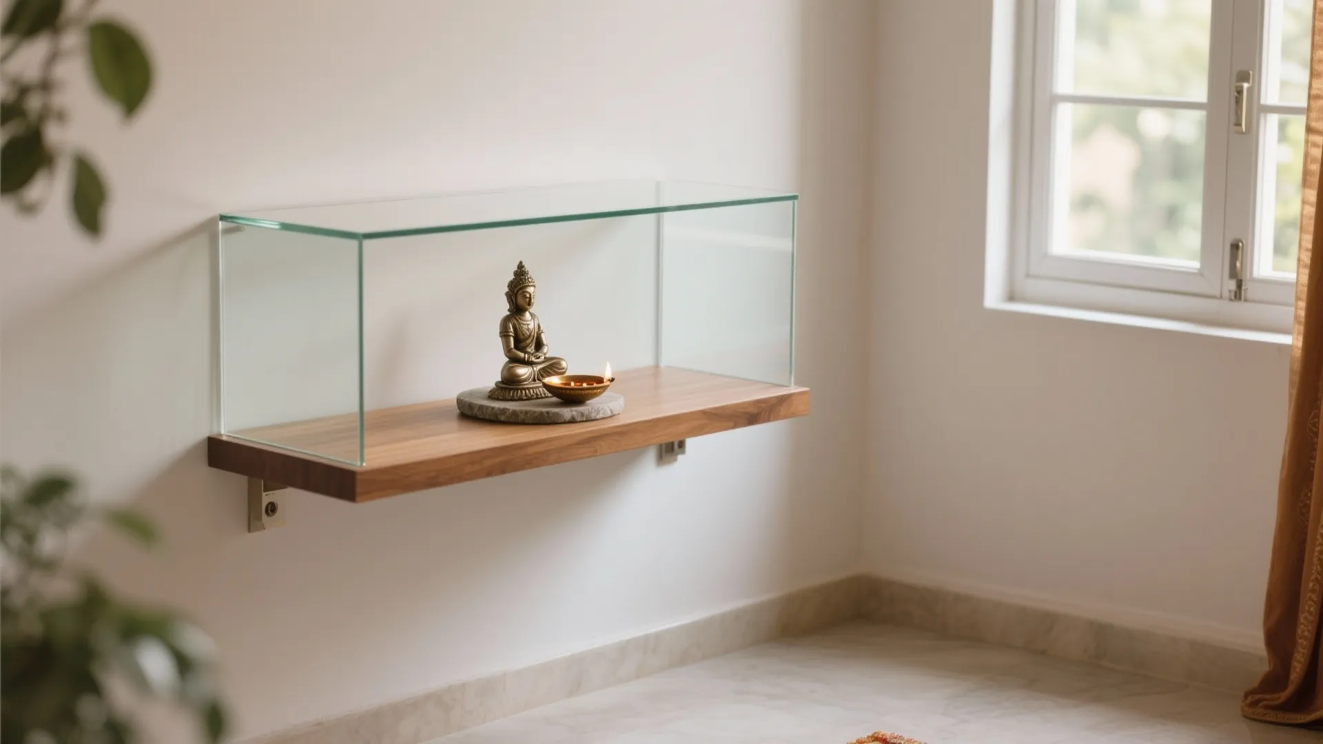 3) Floating Shelf Frame with Glass Sides