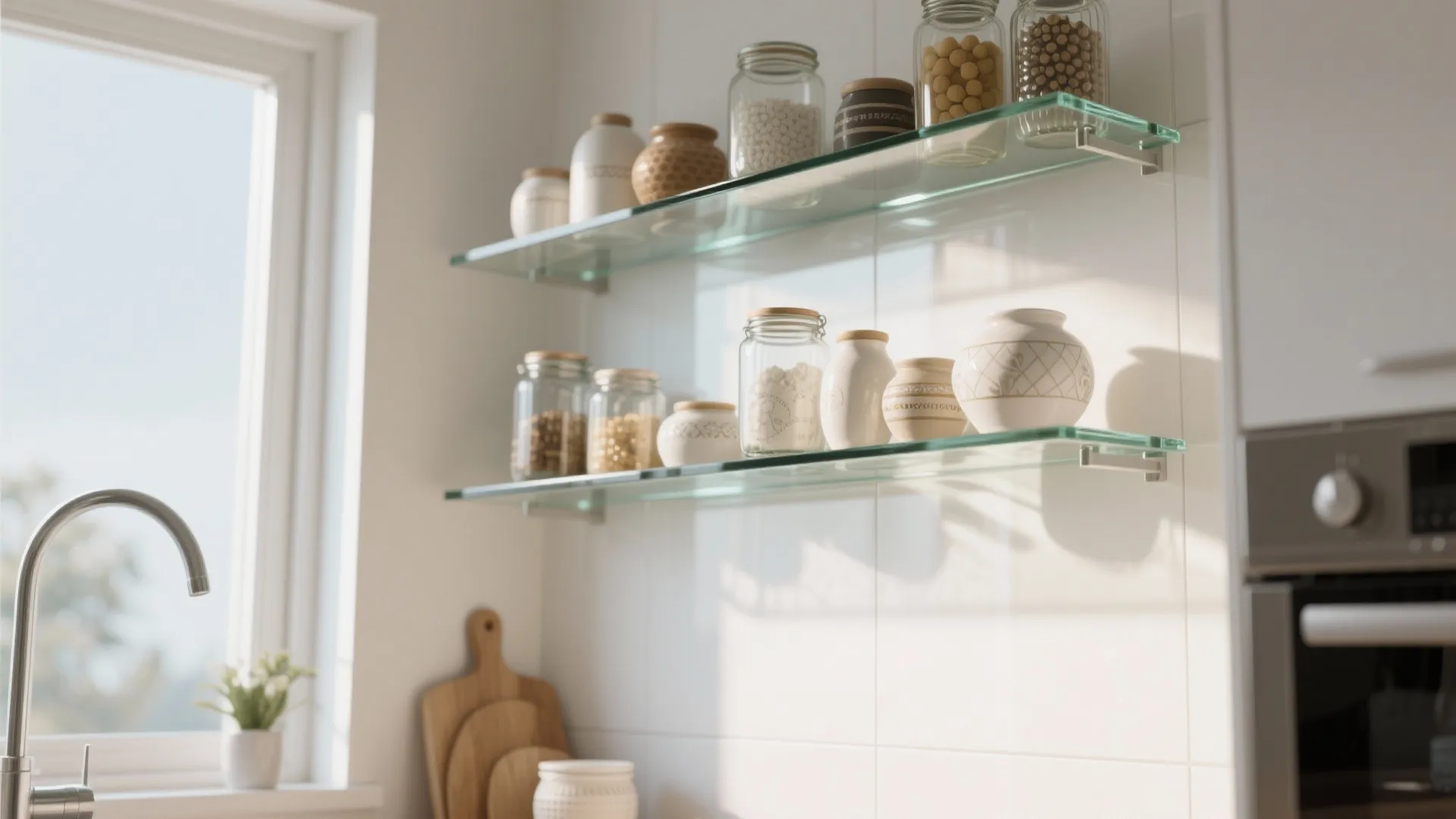 2. Floating Glass Shelves