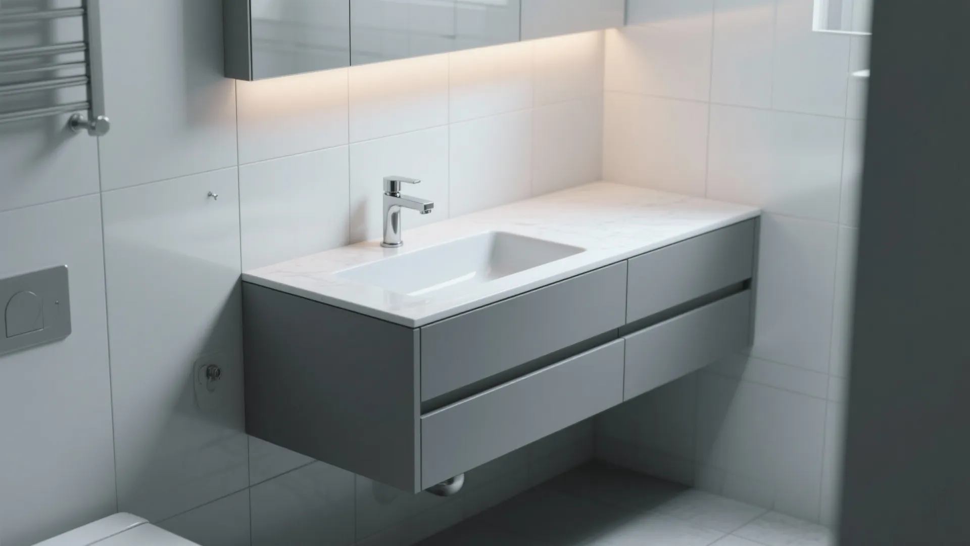 2. Floating 36 in gray vanity for a contemporary look