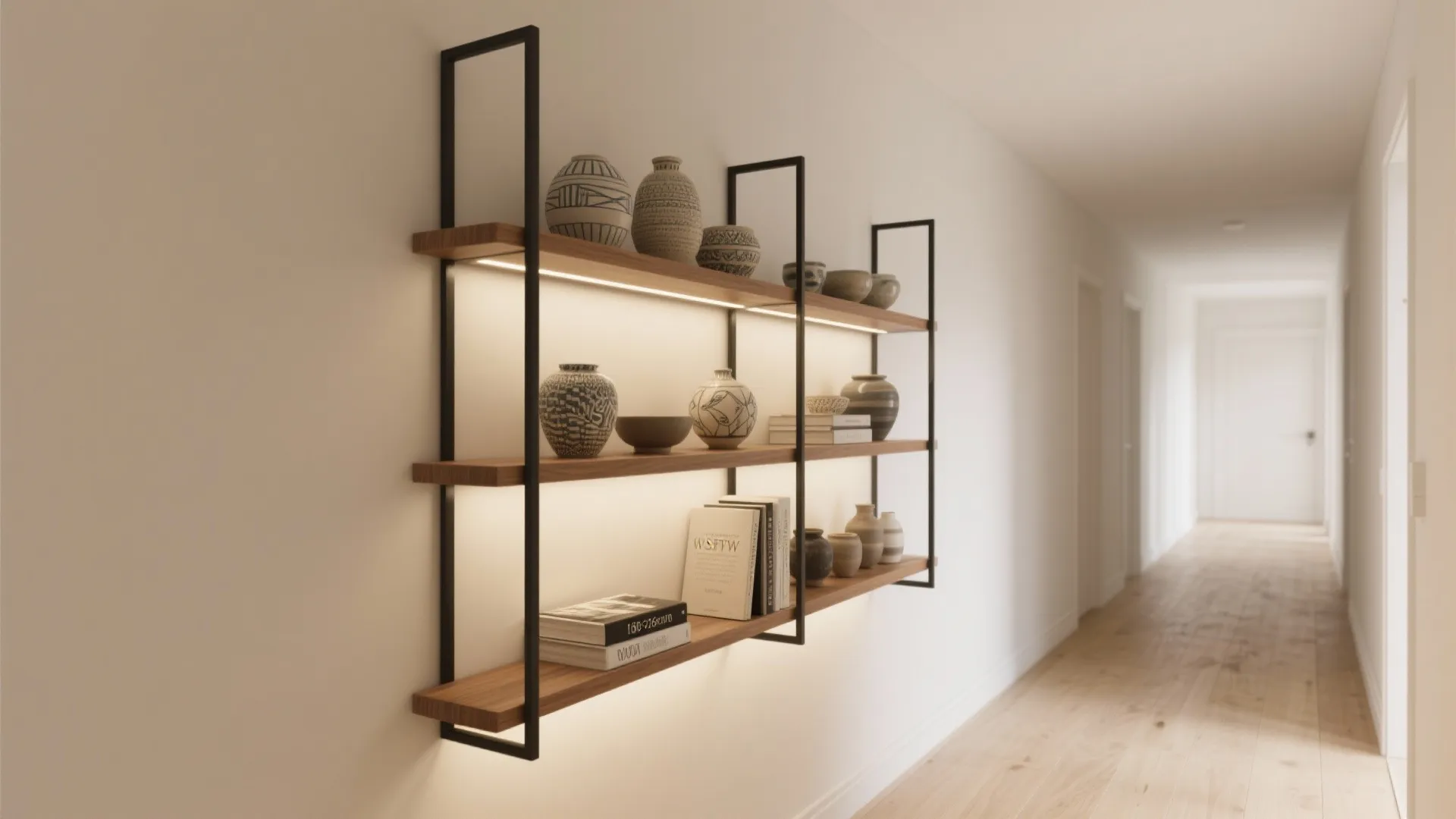1) Minimal Floating Grid Shelves