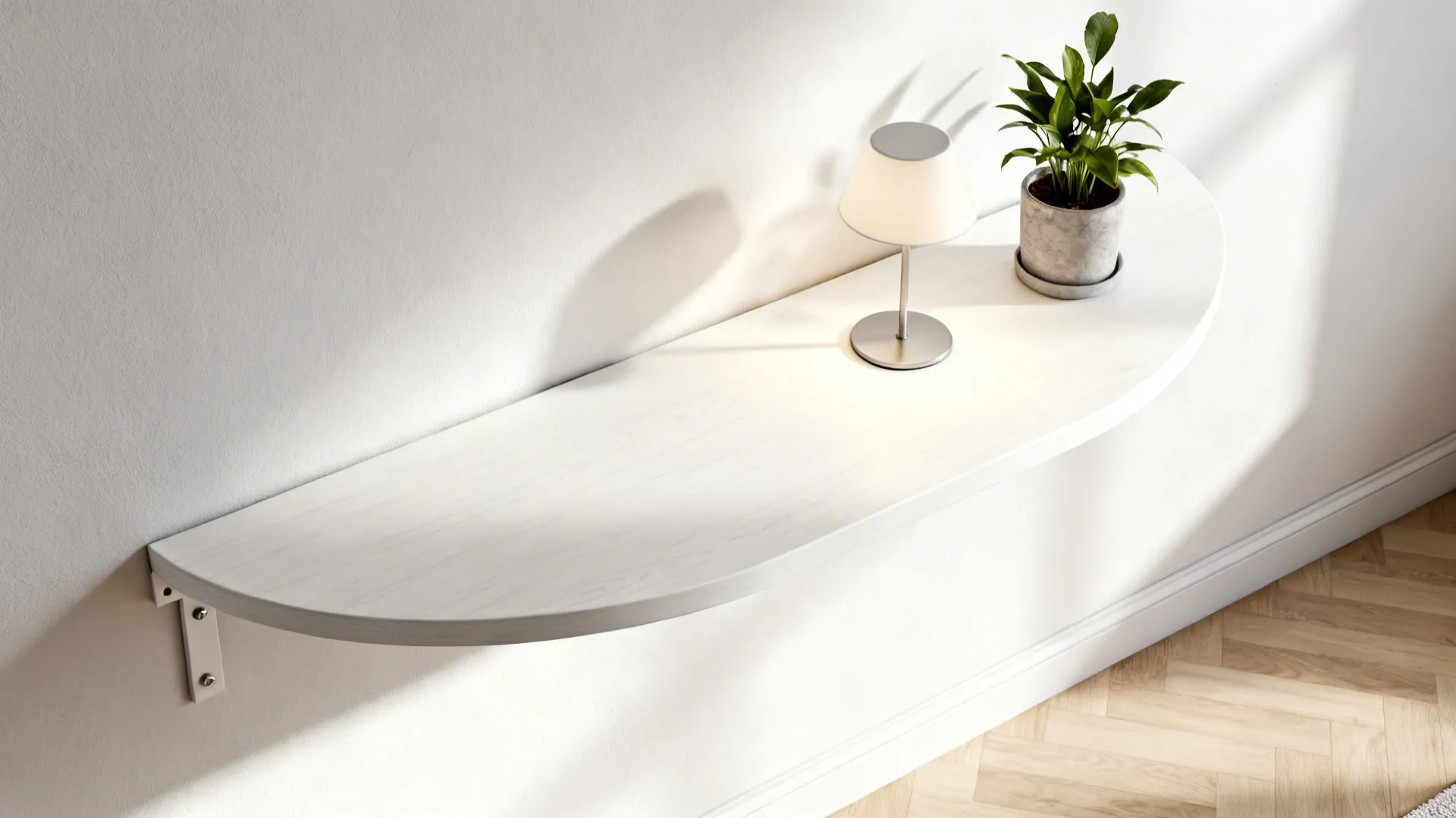 2. Floating half-moon wall-mounted table