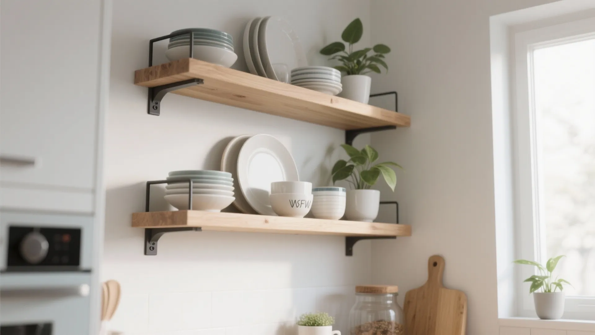 Floating shelves with hidden brackets
