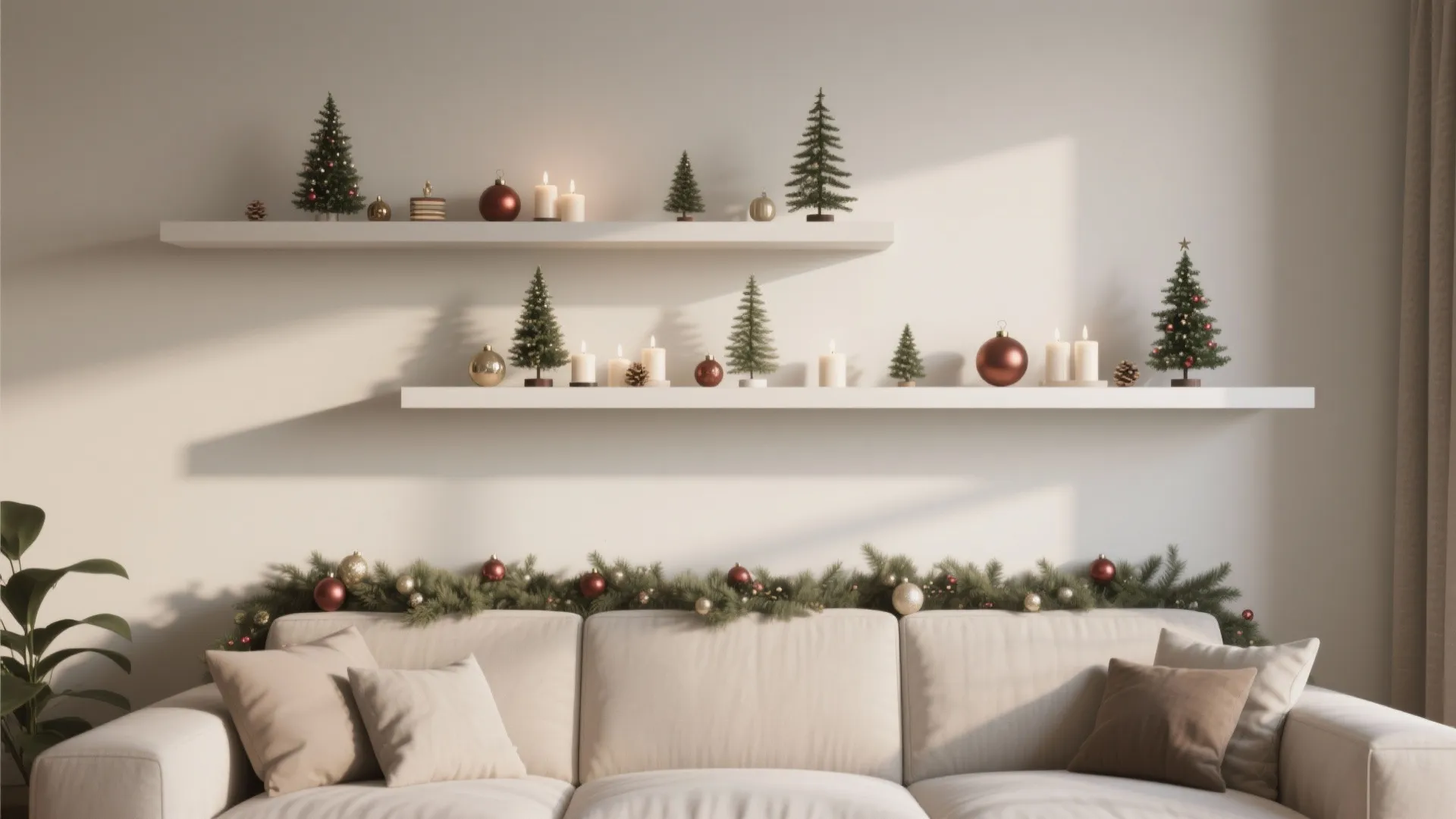 7. Floating Holiday Shelves