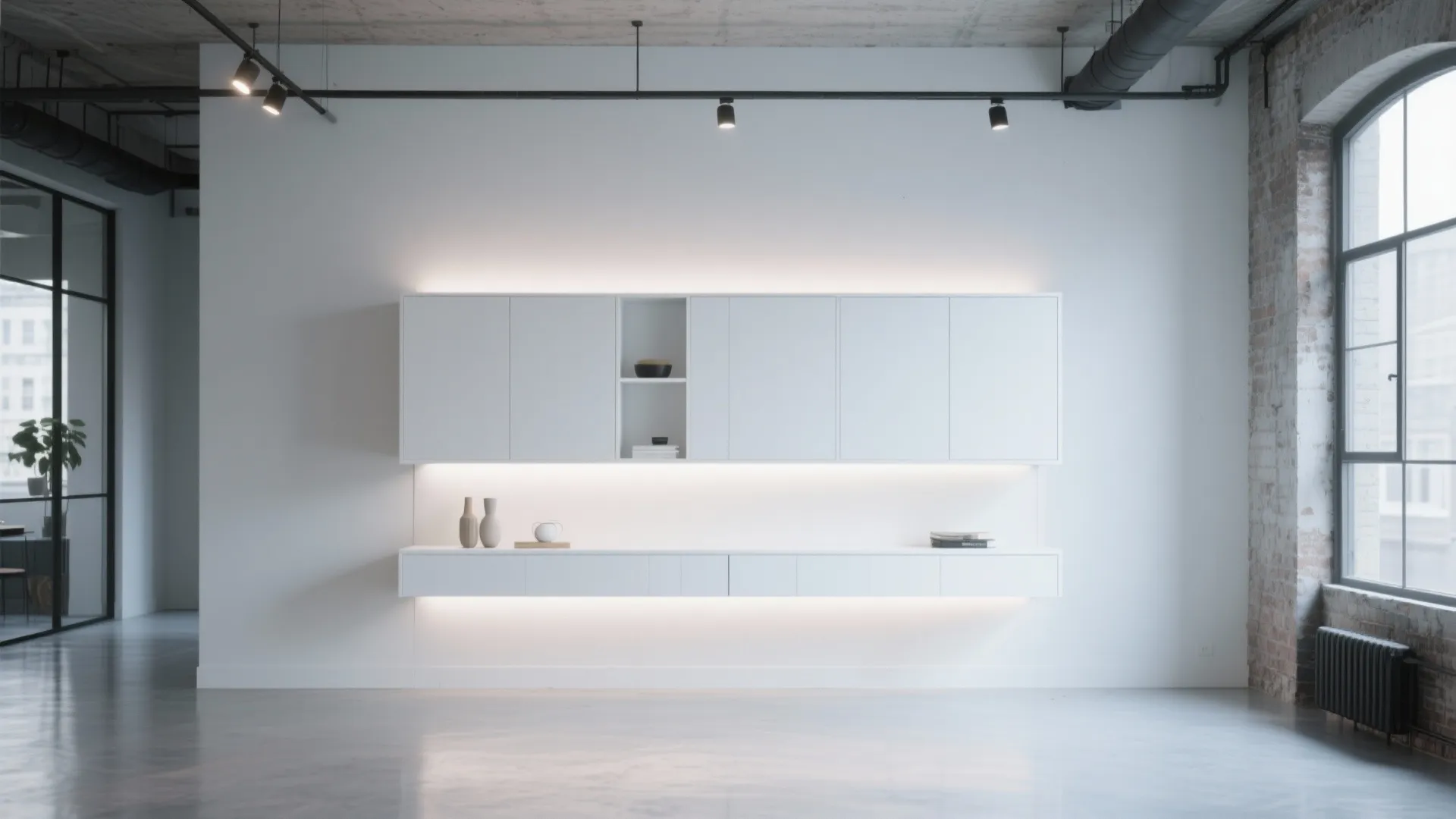 Floating hutch with sleek modern design in open loft