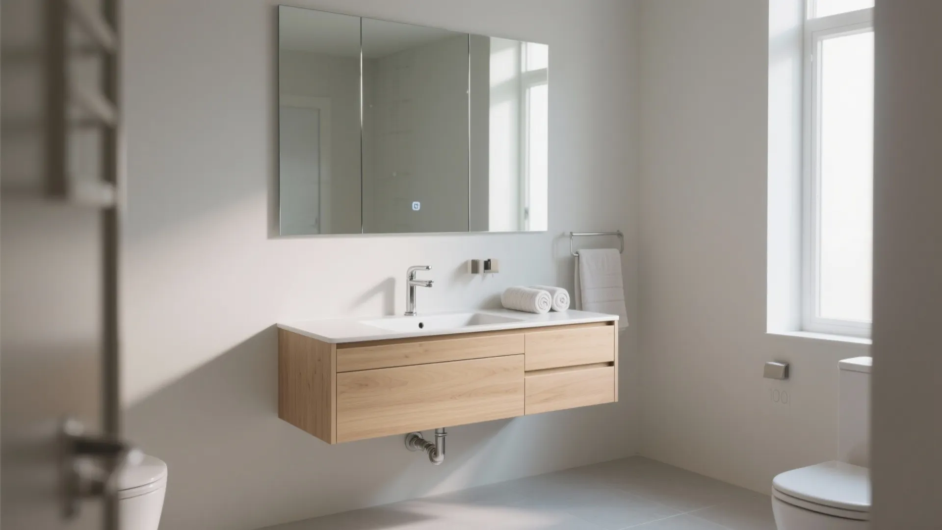 Floating Vanity with Integrated Sink