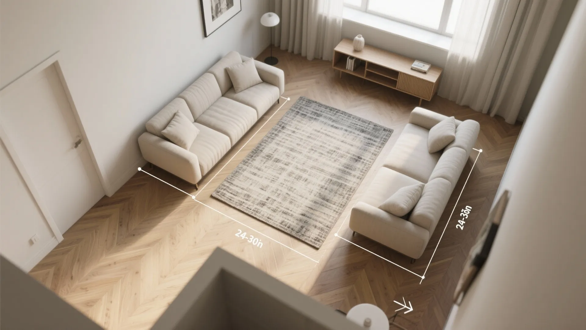 [Section: Floating Sofas to Create Walkways]