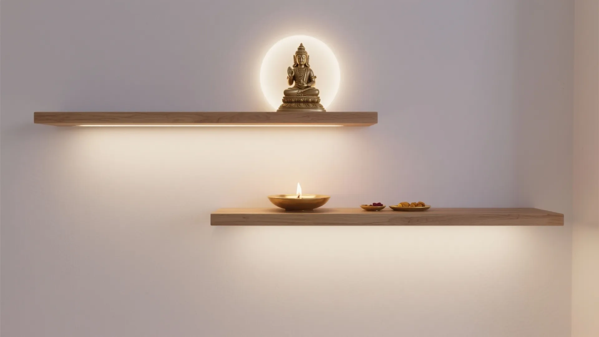 Minimal Floating Shelf Mandir with Concealed LED Glow