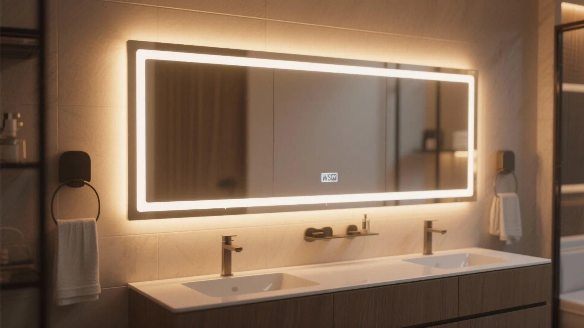 4. Floating Mirror with LED Strip