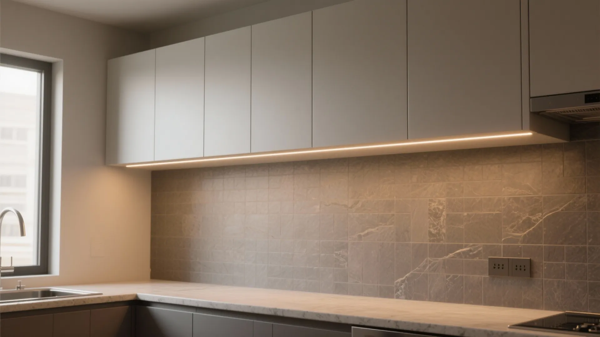 4) Floating Wall Cabinets with Integrated Lighting