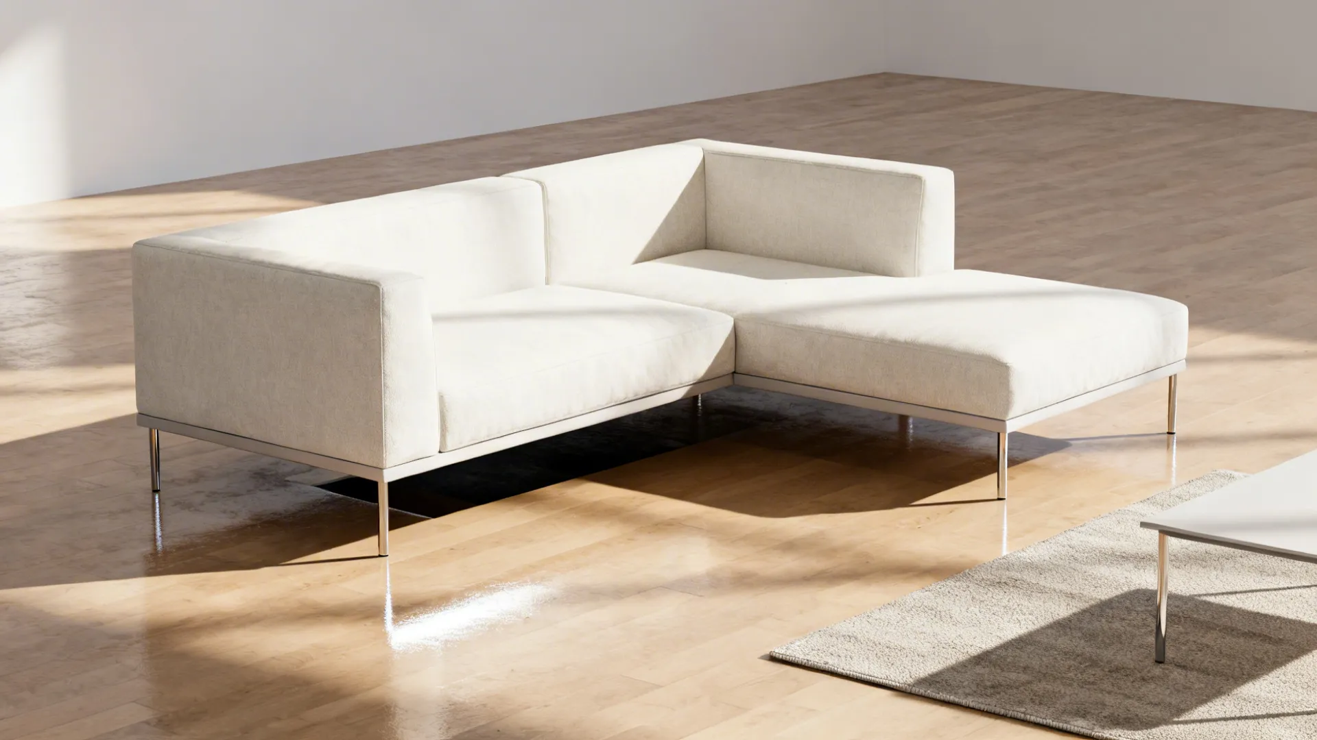 3. Compact sectional with a floating leg base