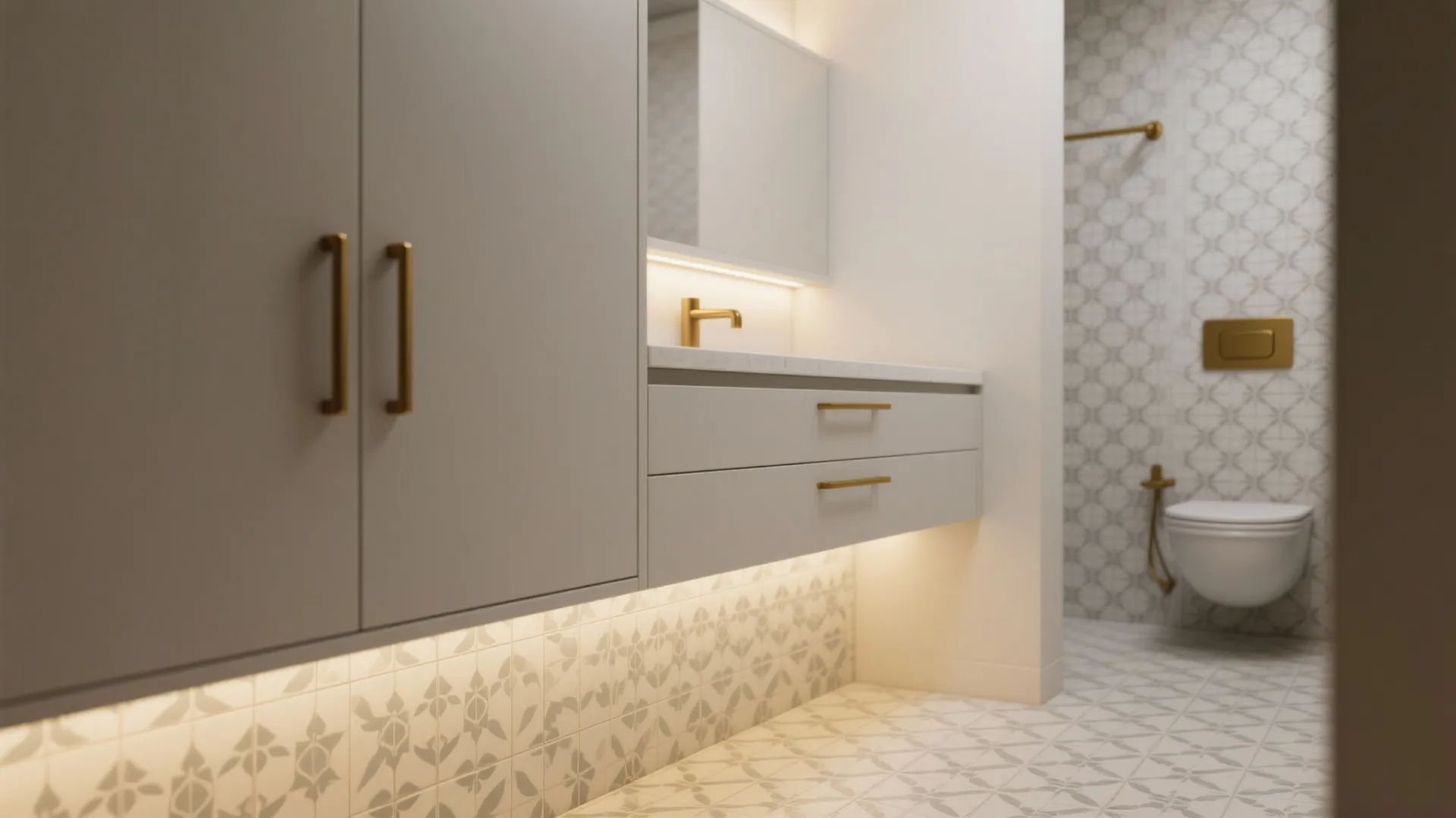 Floating Cabinet with Integrated Lighting