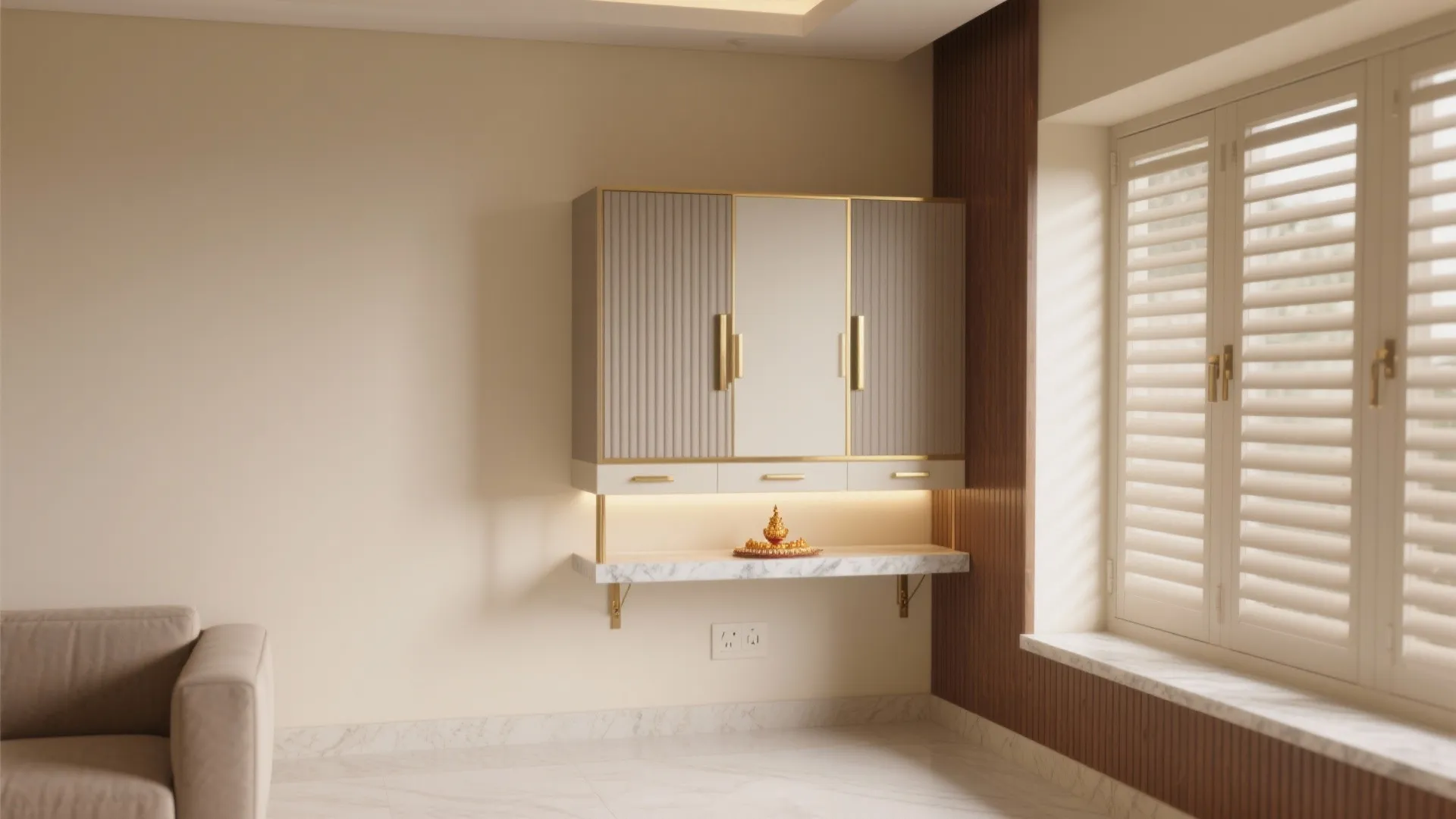 Minimalist Wall-Mounted Pooja Cupboard