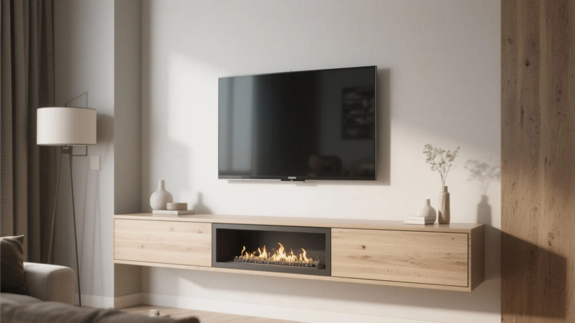 2. Combining Wall‑Mounted TV with Floating Mantel