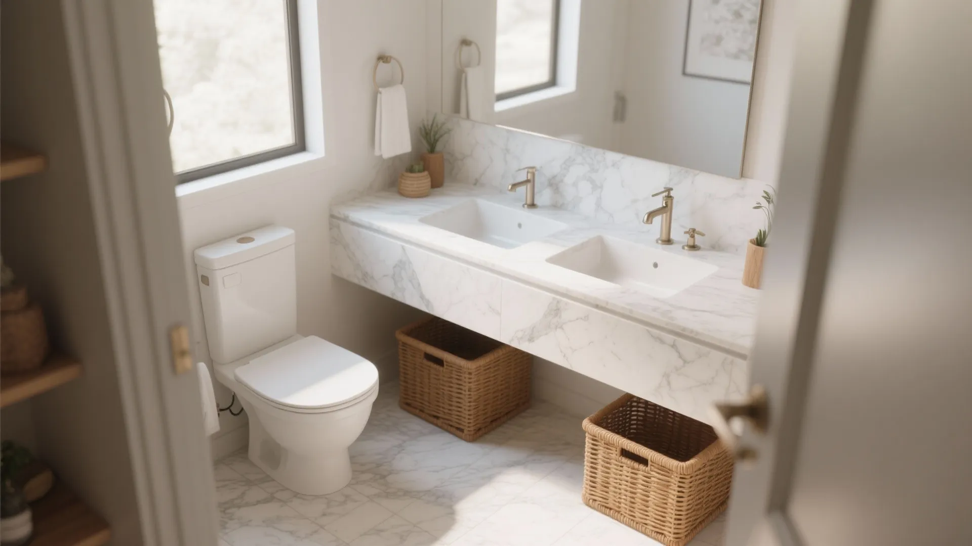 2. Floating Marble Vanity