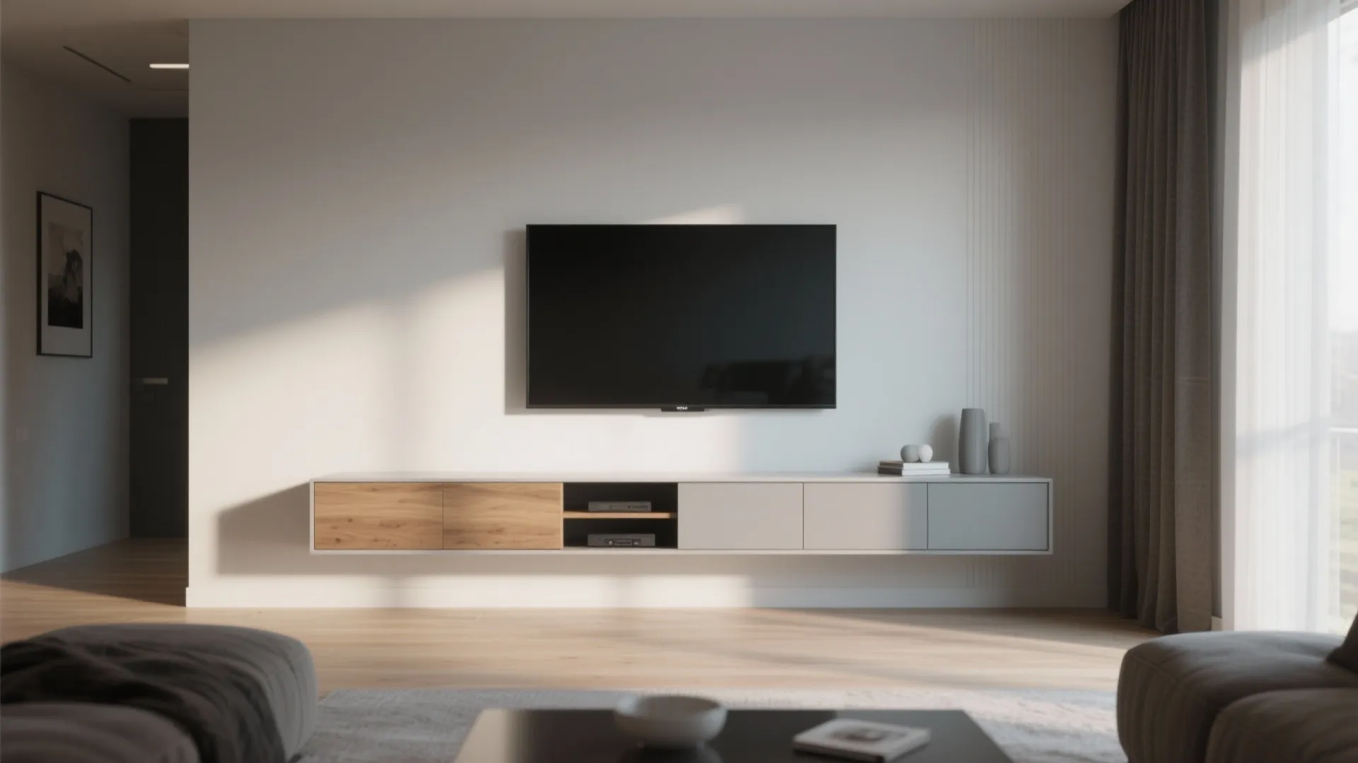 Floating media cabinet