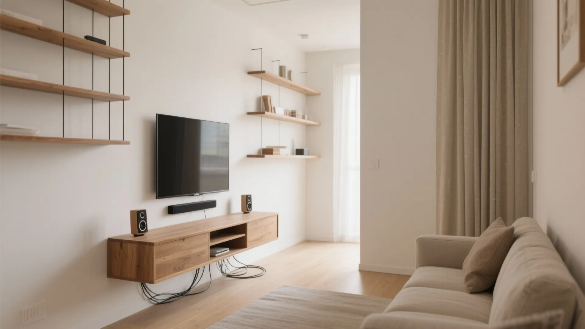 3) Wall-mounted storage and floating media