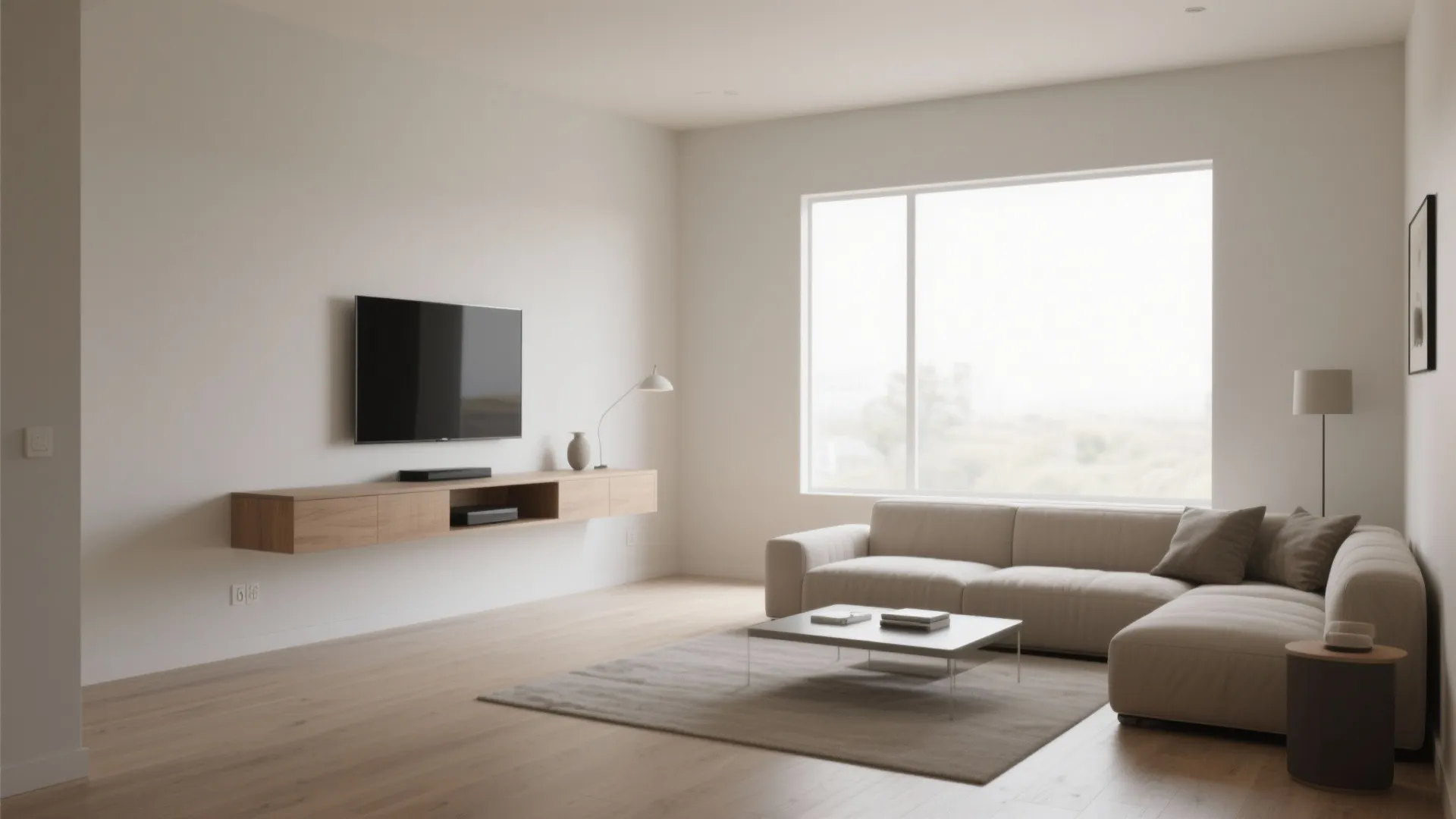 6. Floating Media Console for Airiness