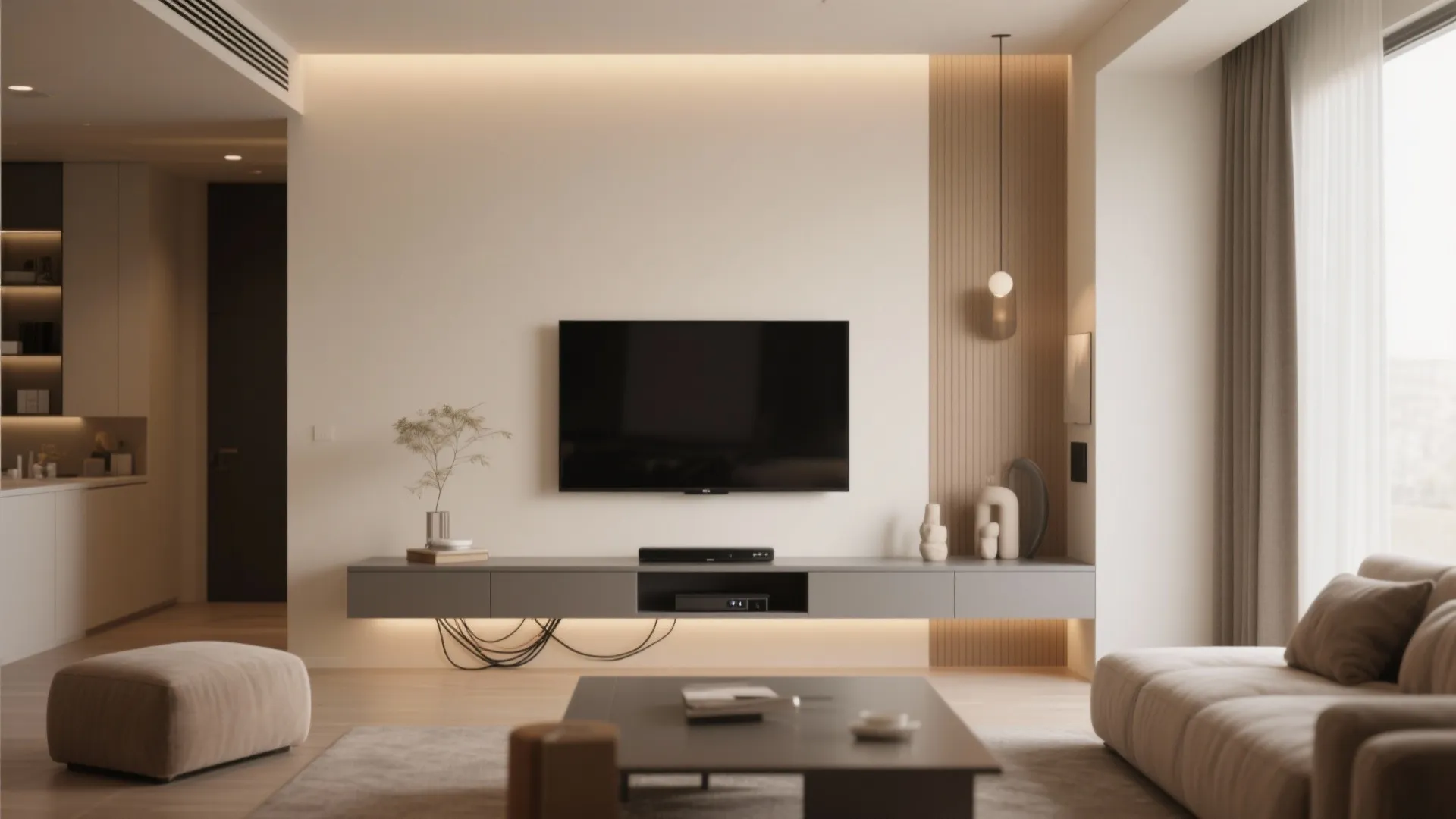 Floating Media Console Shelves