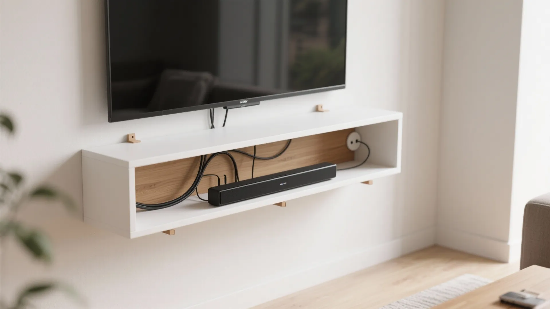 2) Floating Wall-Mounted Media Shelf
