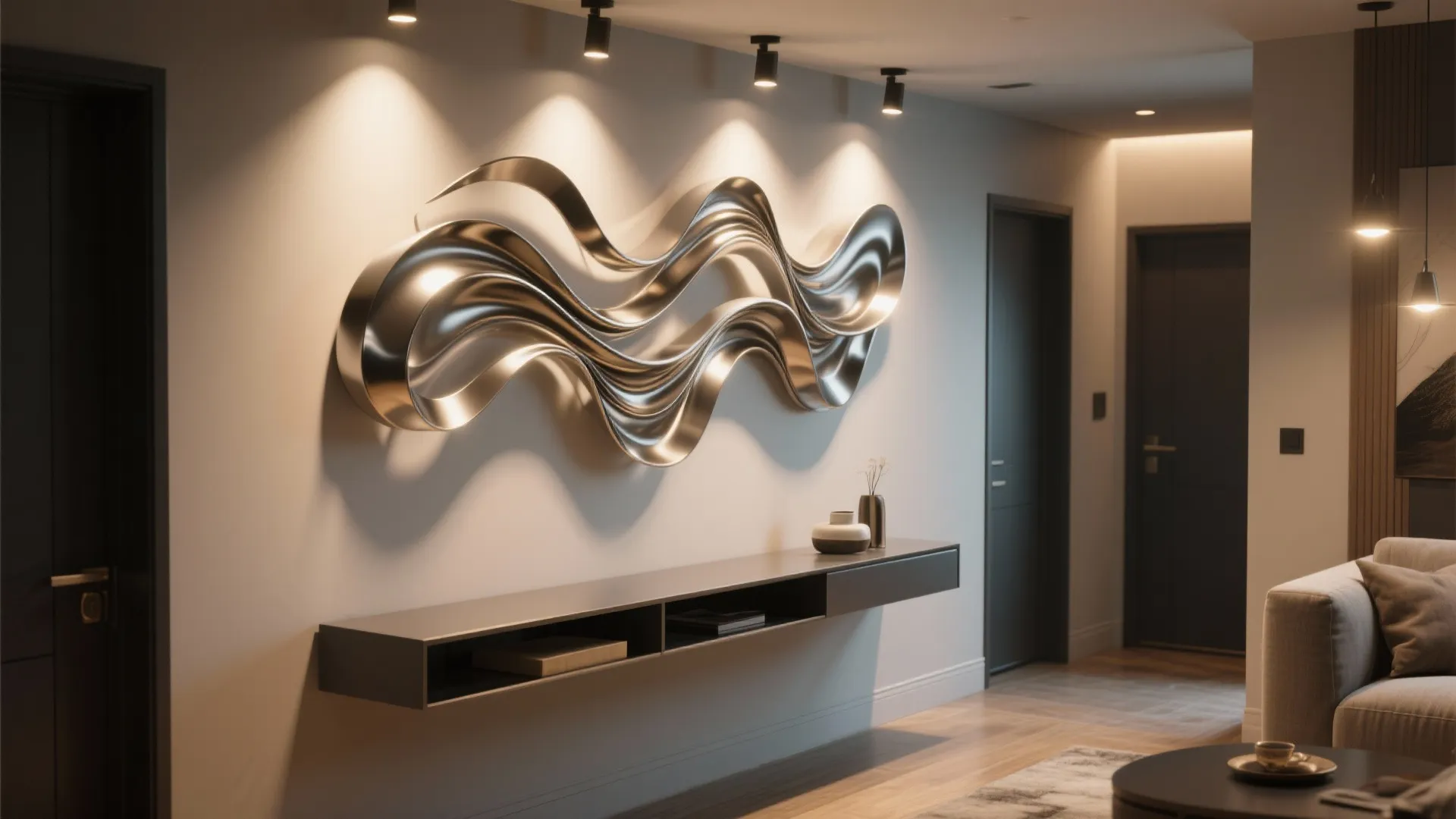 4. Floating Metal Murals