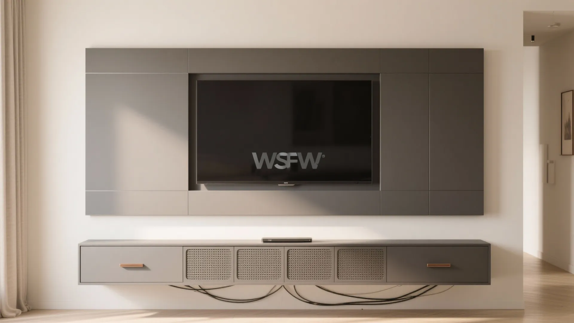 2. Floating monolith with hidden storage