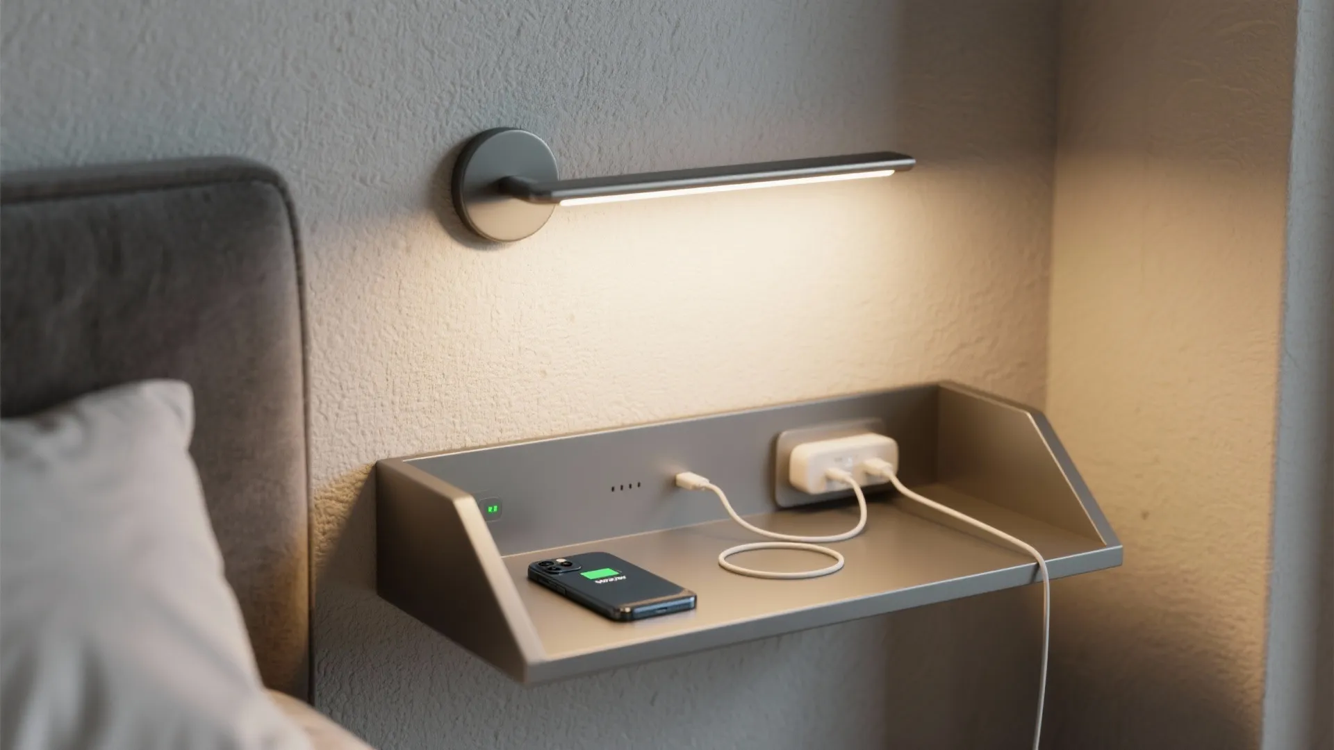 2. Reclaim floor space with wall-mounted bedside solutions