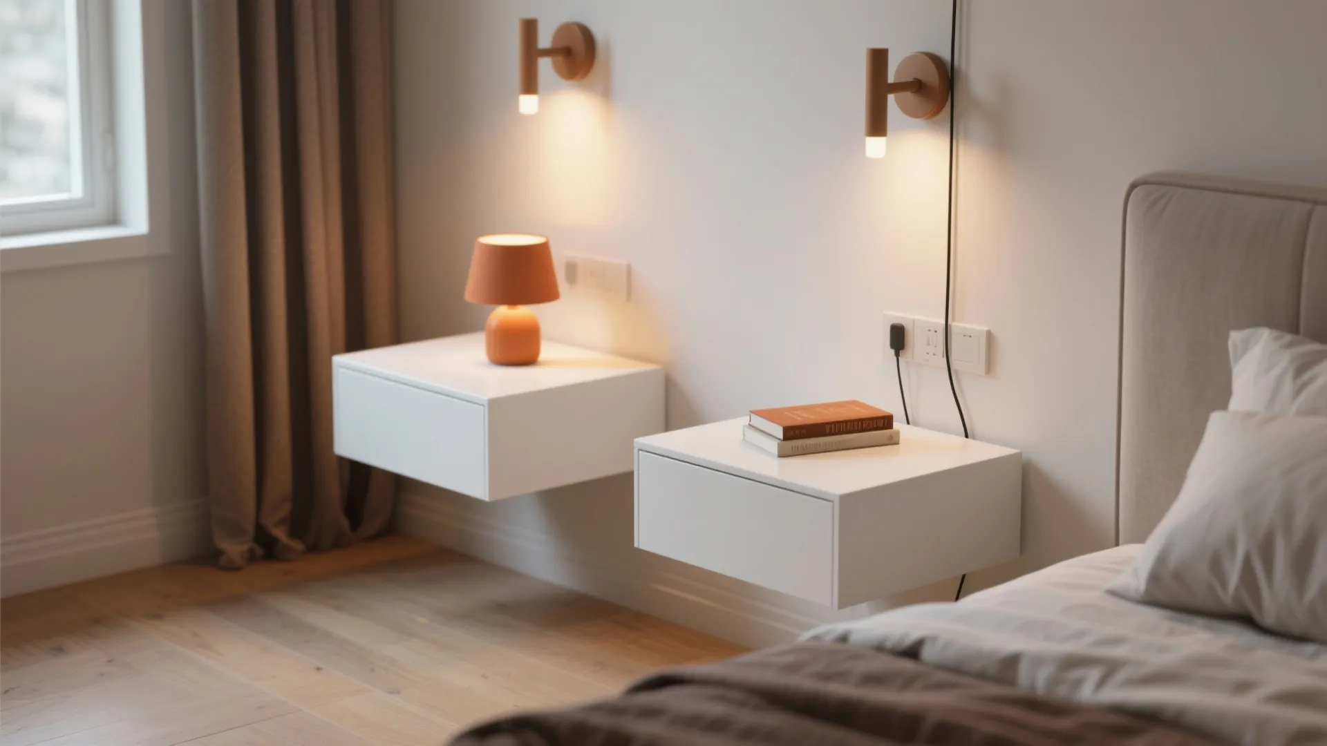 4. Minimal nightstands with integrated lighting