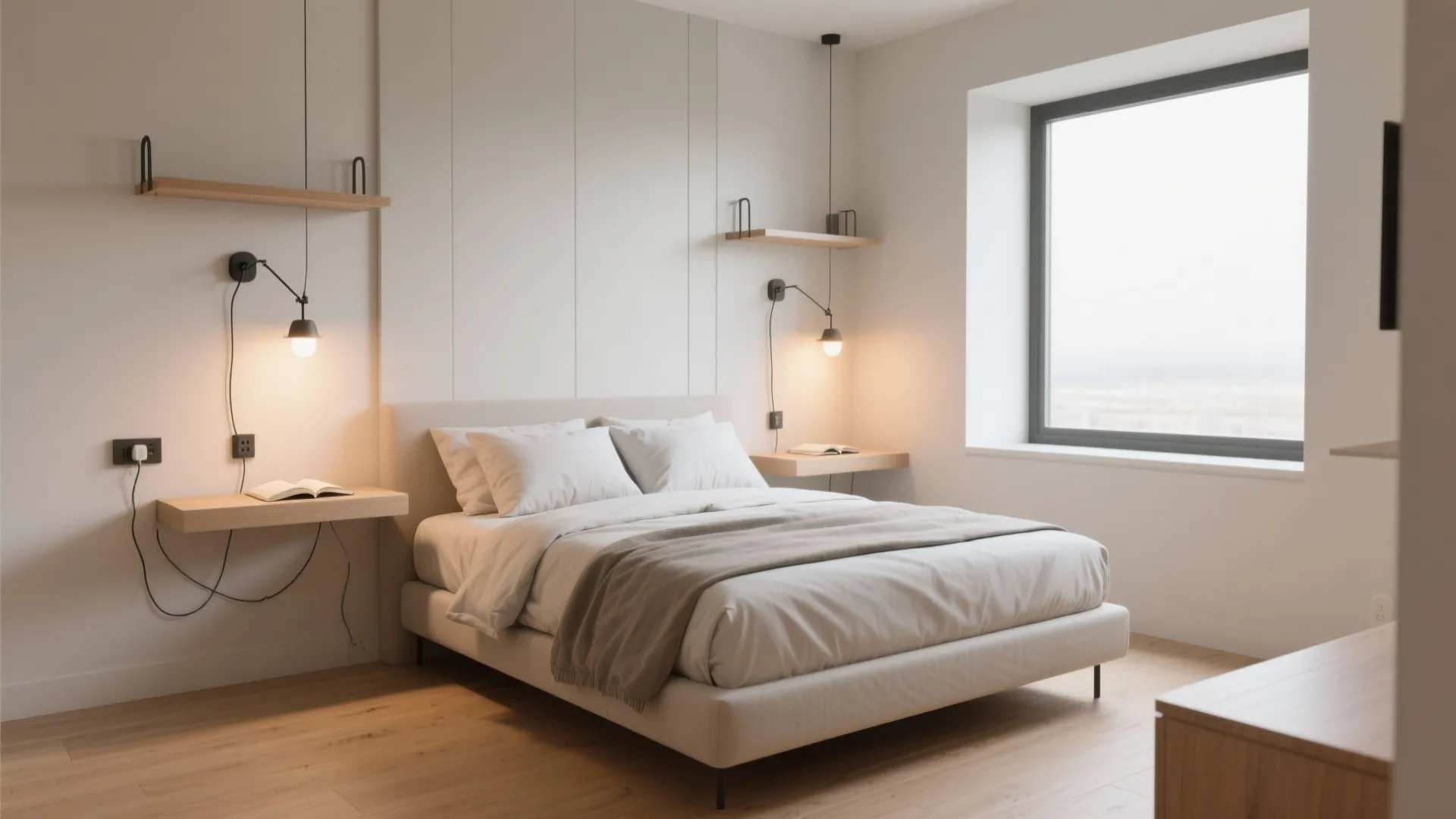 3) Wall-Mounted Nightstands and Sconces: Float the Clutter