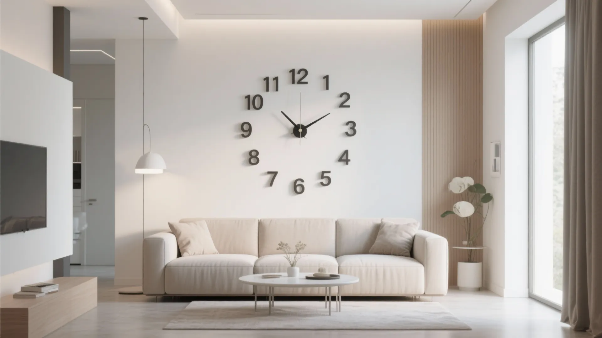 4. Frameless Floating Numbers Clock
