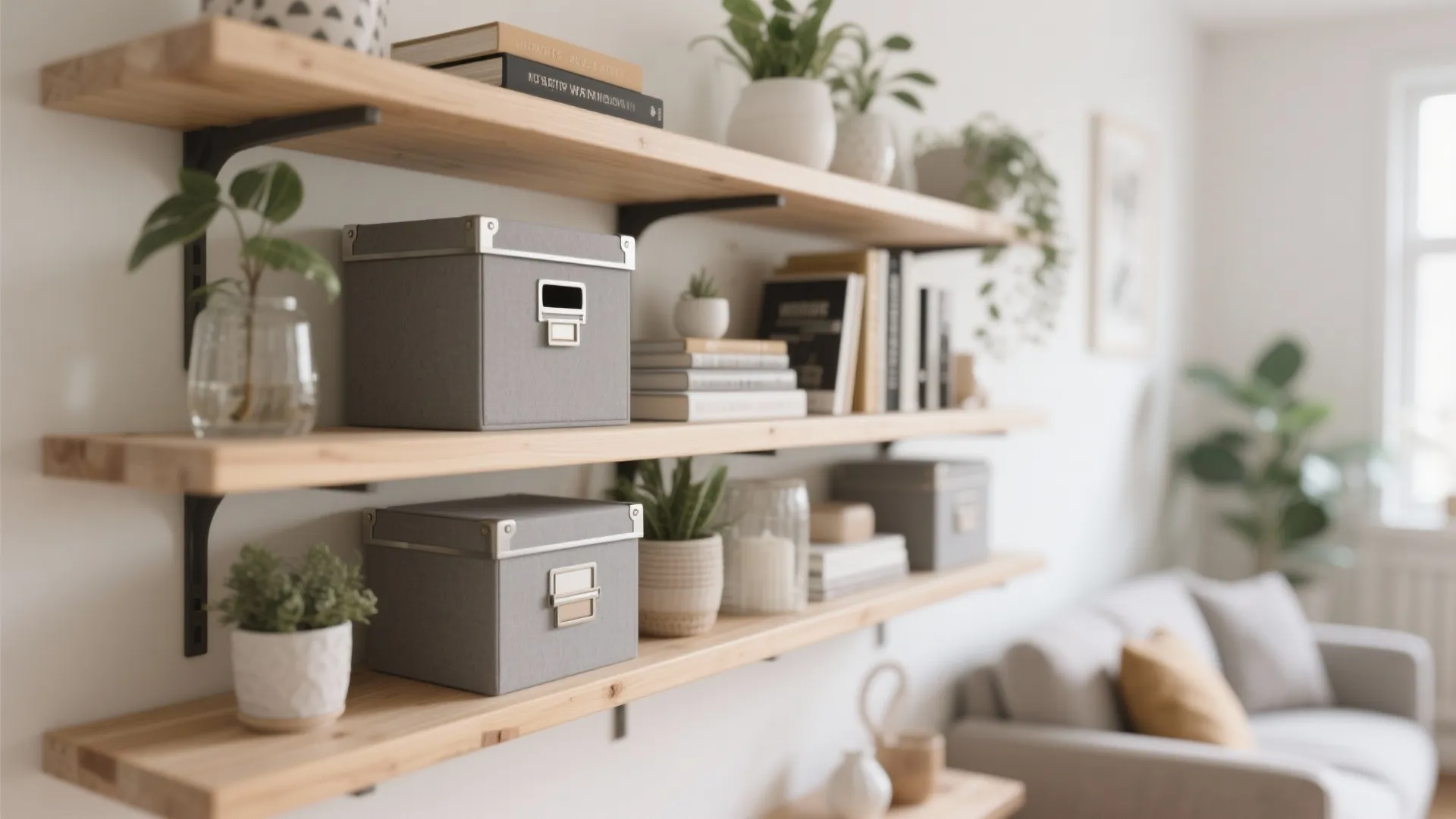 4. Floating Shelves with Mixed Decor