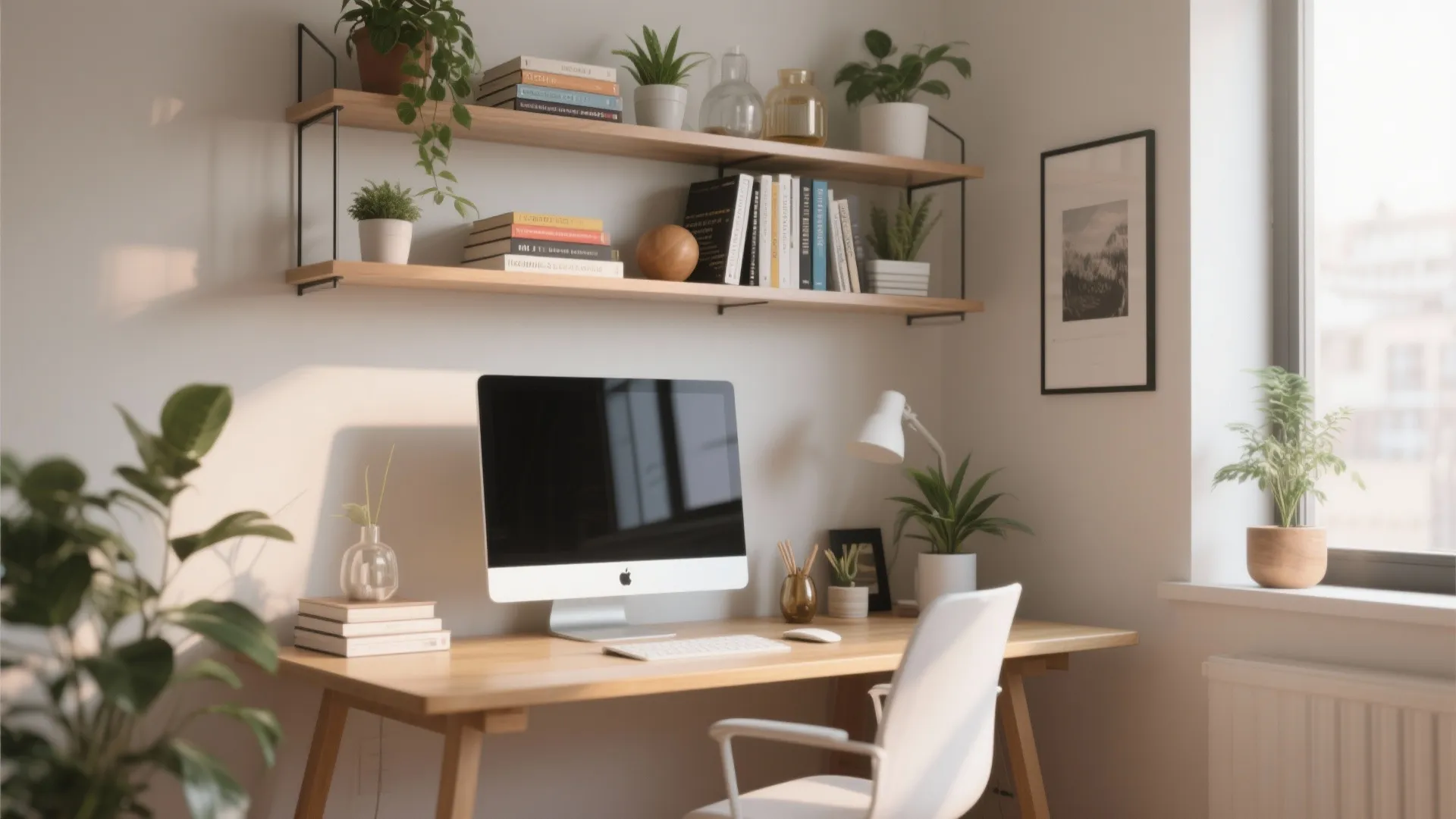 2. Floating Shelves Above Your Desk