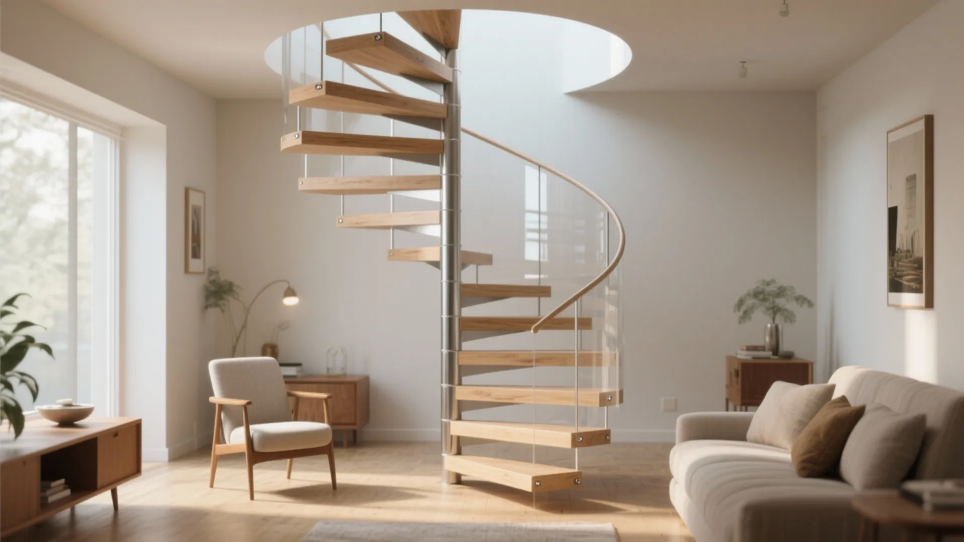 2. Floating treads with open risers: increase perceived space