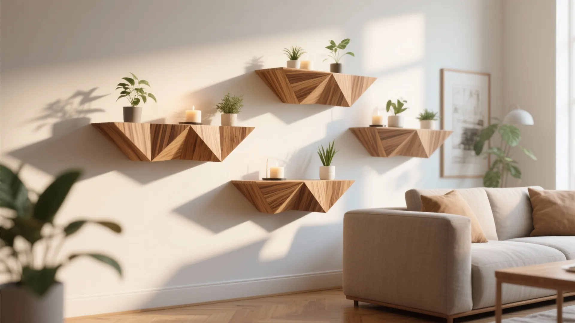 3. Floating Origami Shelves