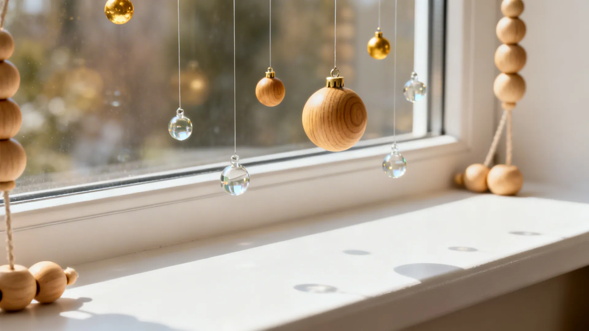 3. Miniature Hanging Ornaments on Invisible Thread