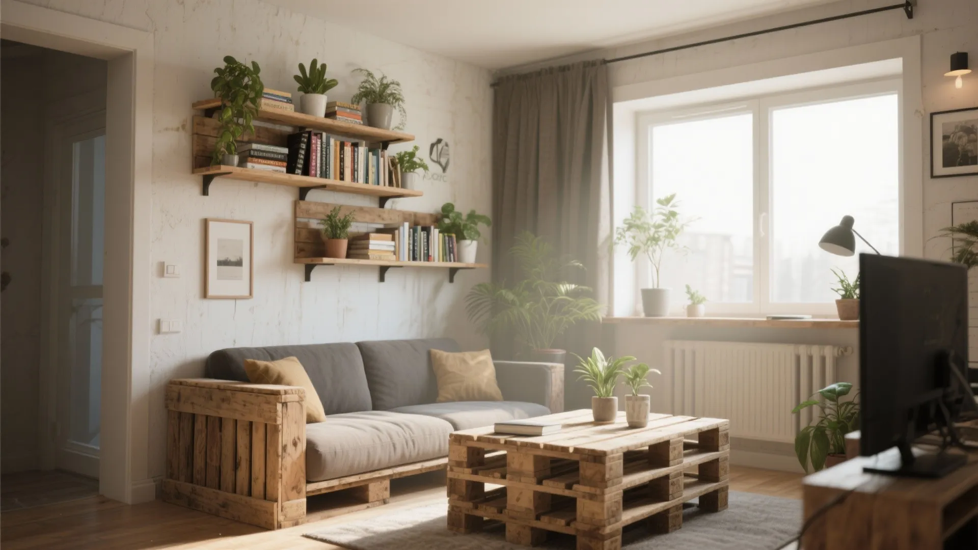 4. Floating Pallet Shelves