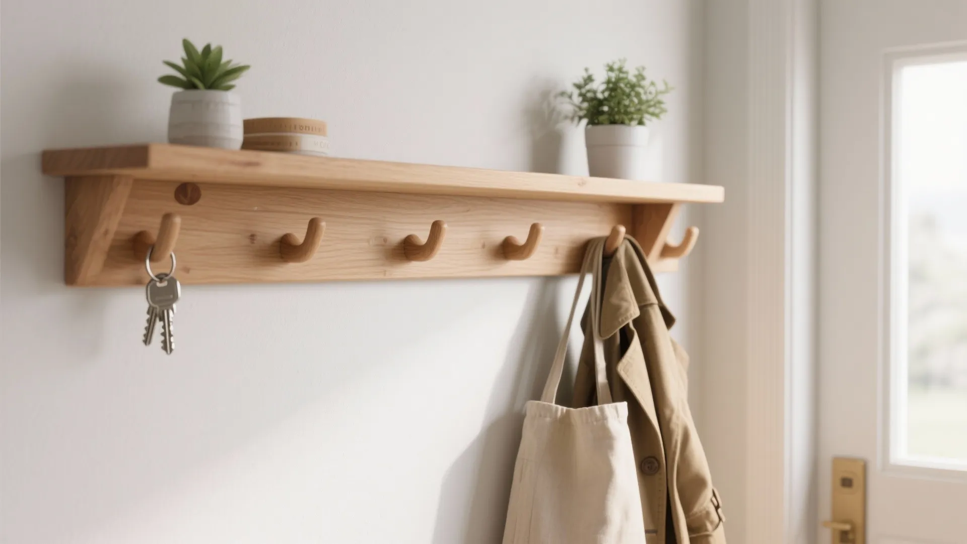 Floating shelf with peg hooks