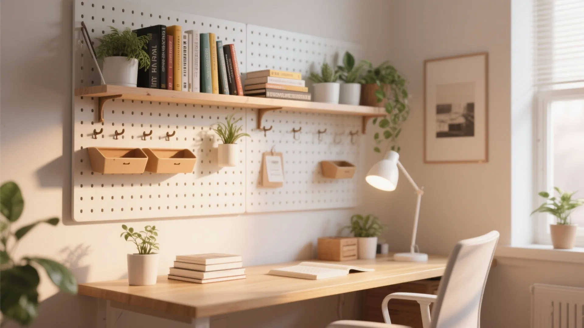 8. Floating Pegboard Shelf